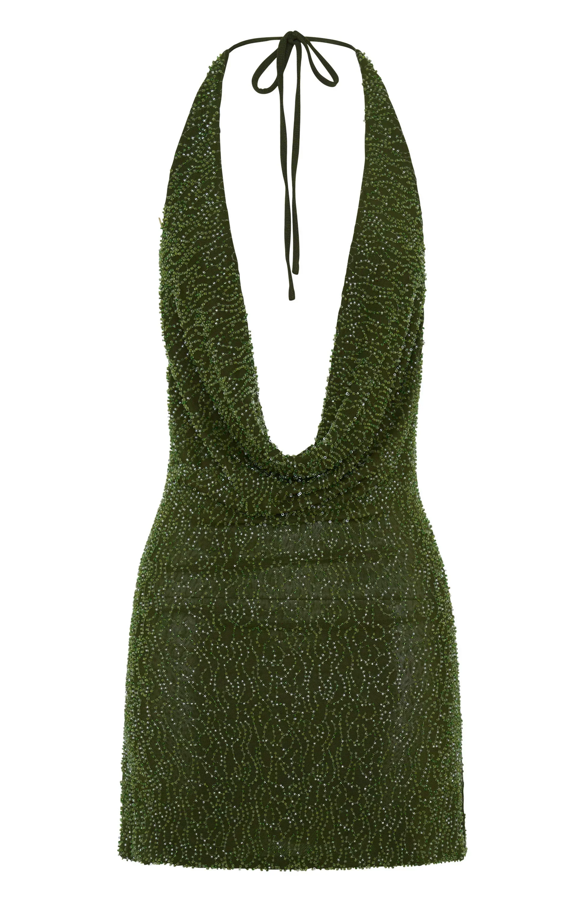 By Candlelight Beaded Mini Dress Deep Olive