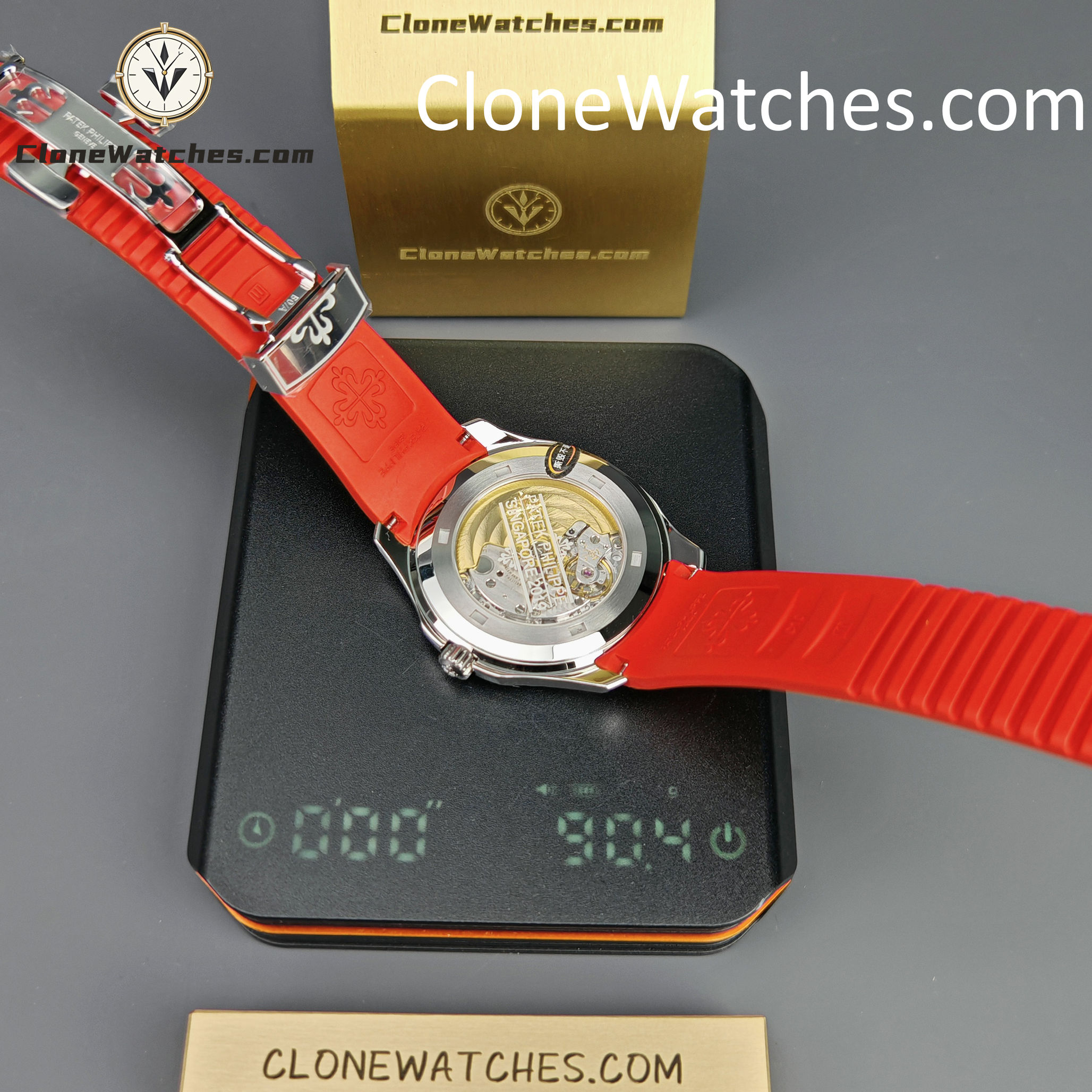 Patek Philippe Super Clone Watches 1:1 Aquanaut 5167 Black Dial 40mm Red Strap Special Edition
