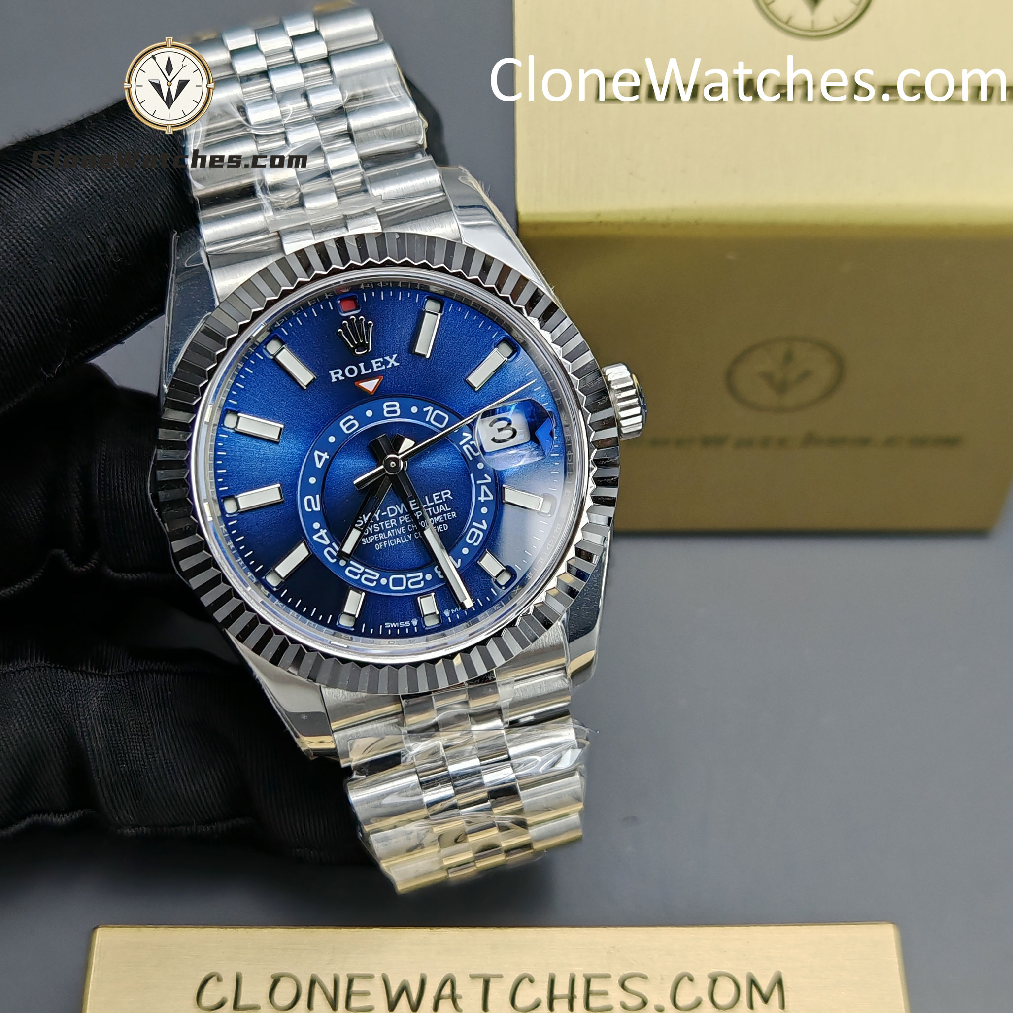 Rolex Super Clone Watches 1:1 Sky Dweller Blue Dial Jubilee M336934 9002 Movement