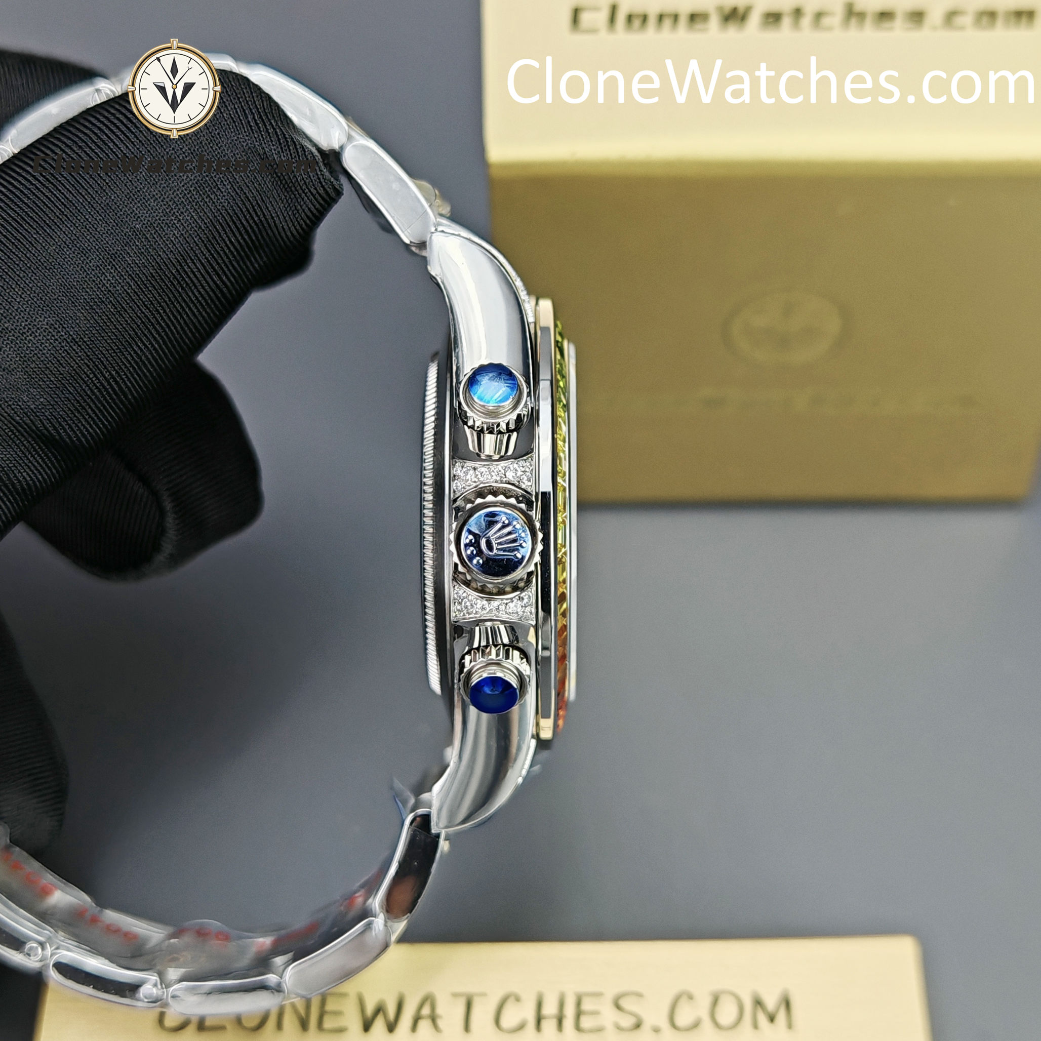 Rolex Super Clone Watches 1:1 Daytona 116599RBOW Rainbow Black Diamonds Dial 4130 Movement