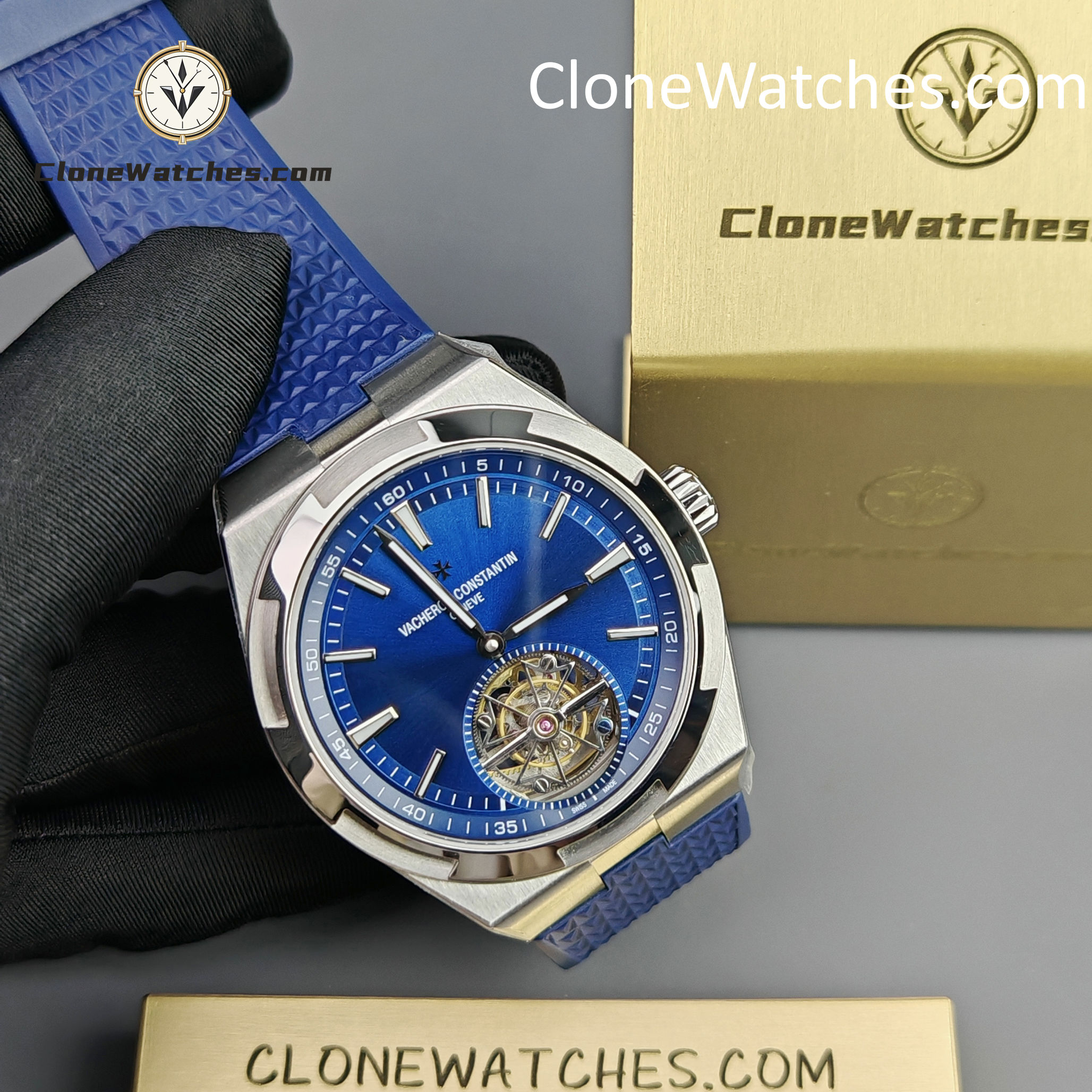 Vacheron Constantin Super Clone Watches 1:1 Overseas Tourbillon 6000V/110A-B544 42.5MM Rubber Strap
