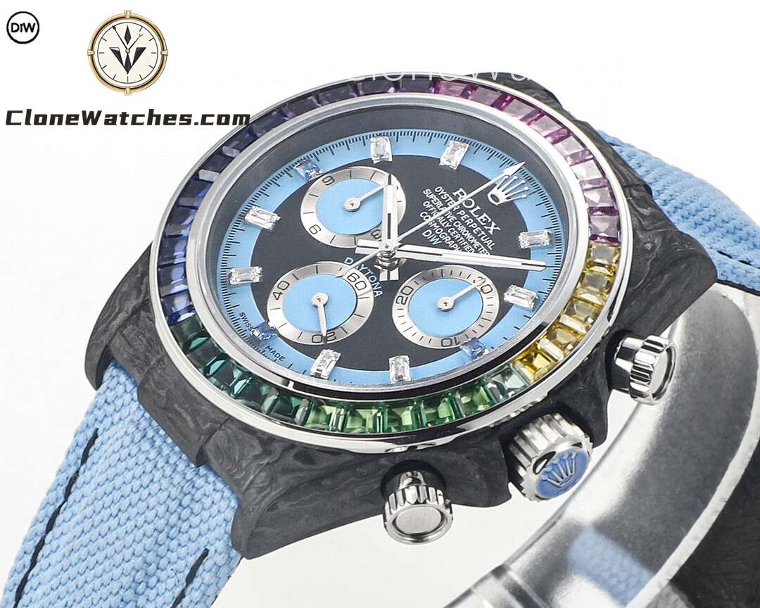 Modified Super Clone Watches 1:1 DiW Rolex Daytona Carbon Fiber RAINBOW BLUE