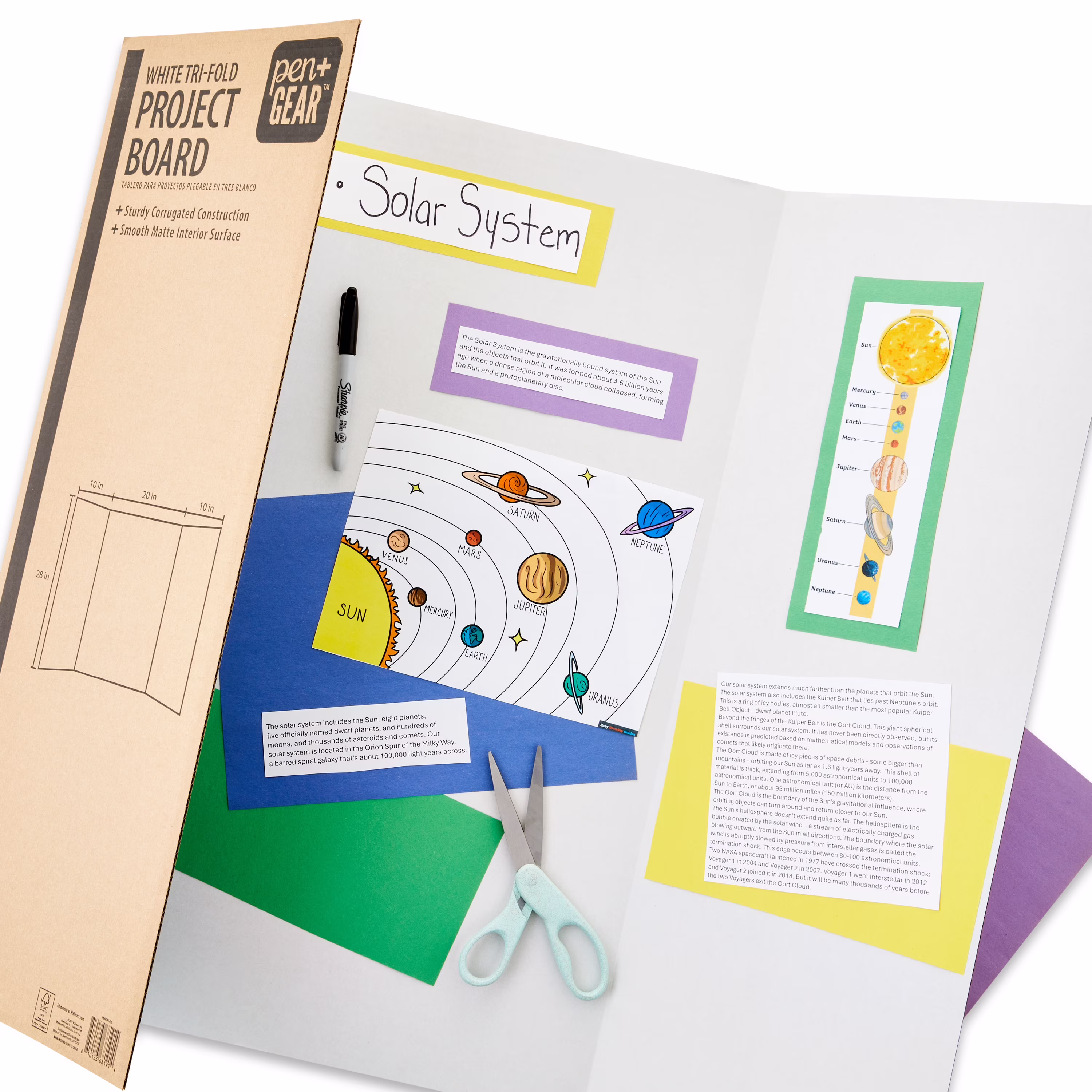 Pen+Gear White Tri-Fold Corrugated Project Board, 28