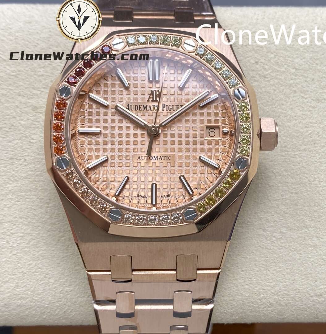 Audemars Piguet Super Clone Watches 1:1 Royal Oak Rose Gold 15451OR Rainbow Grande Tapisserie Dial 37MM