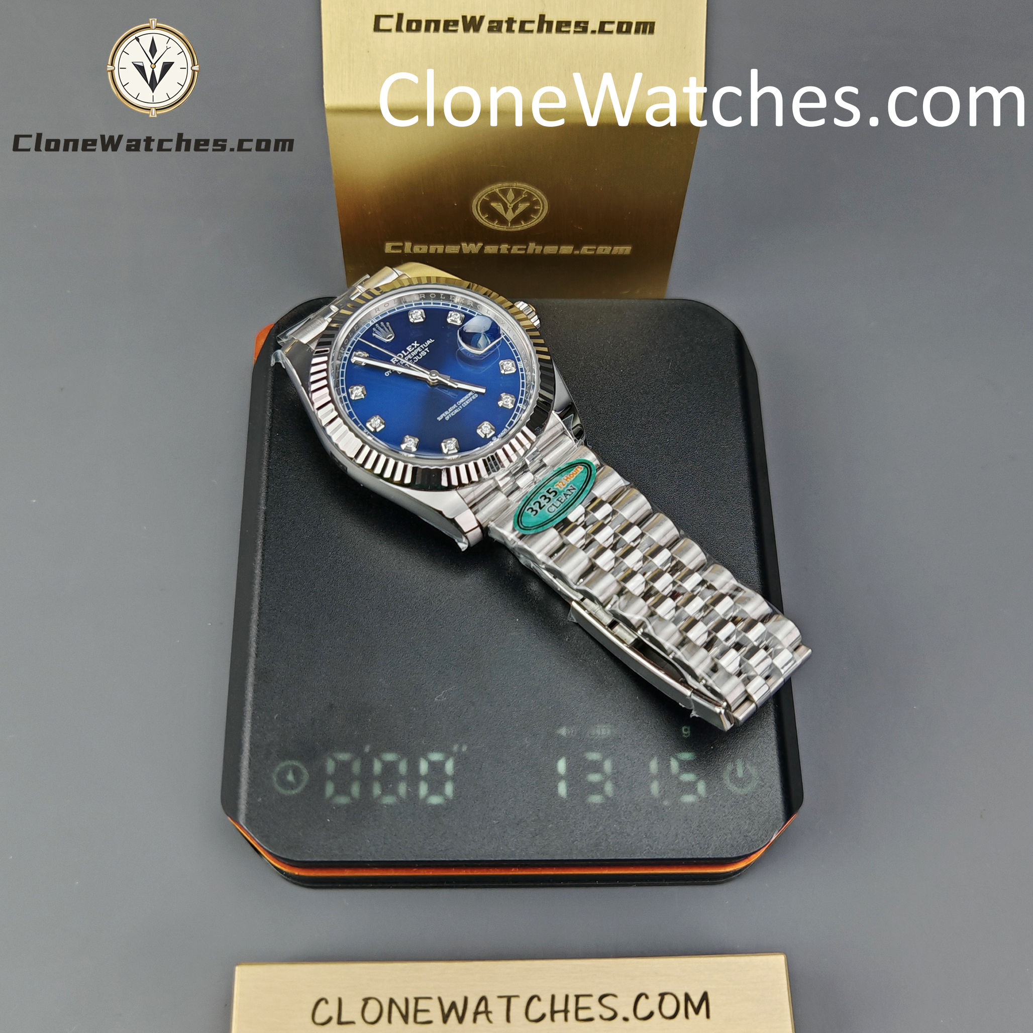 Rolex Super Clone Watches 1:1 DateJust Blue Diamond Dial Jubilee 41MM M126334 3235 Movement