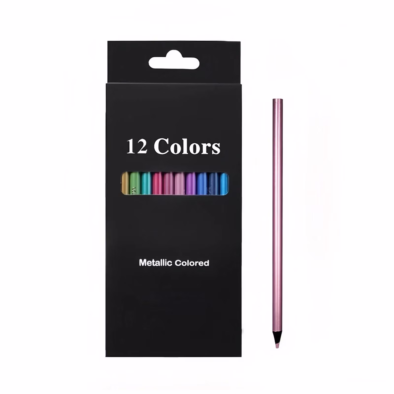 Homesteed Metallic Colored Pencils Set 12 Color Black Wood Drawing Pencils High Saturation Art Supplies for Sketching Painting and Coloring