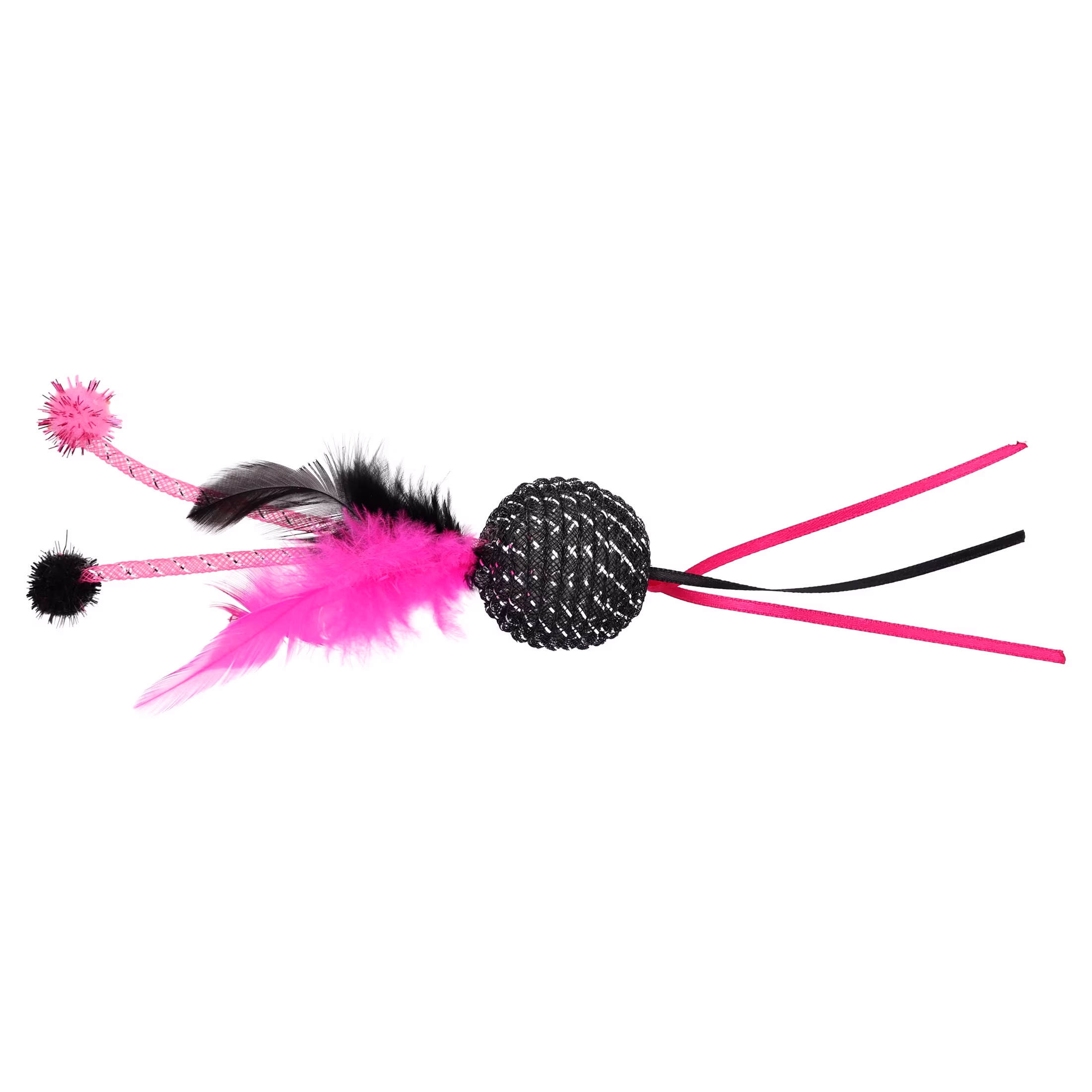 Vibrant Life Red/White/Blue Mesh Ball with Feathers Cat Toy