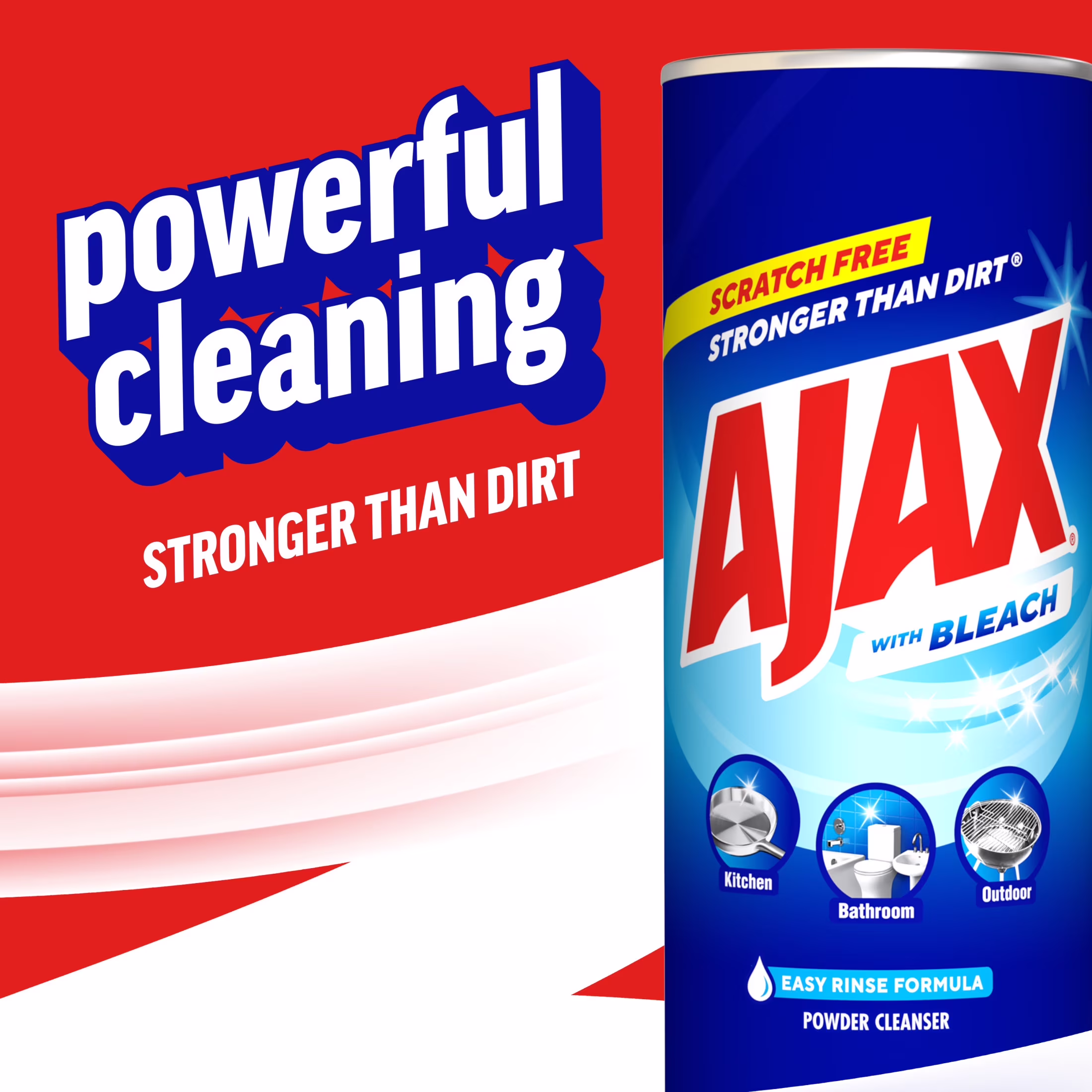 Ajax Powder Cleanser with Bleach, Multi-Purpose Cleaner, Scratch-Free Formula, 21 oz