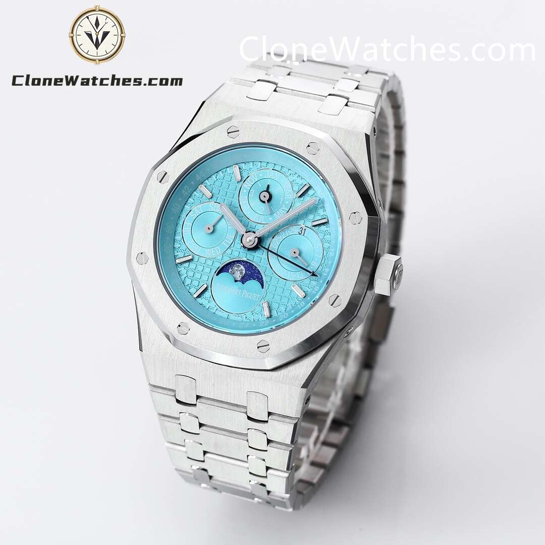 Audemars Piguet Super Clone Watches 1:1 Royal Oak Perpetual Calendar Turquoise Blue 26613ST 41MM