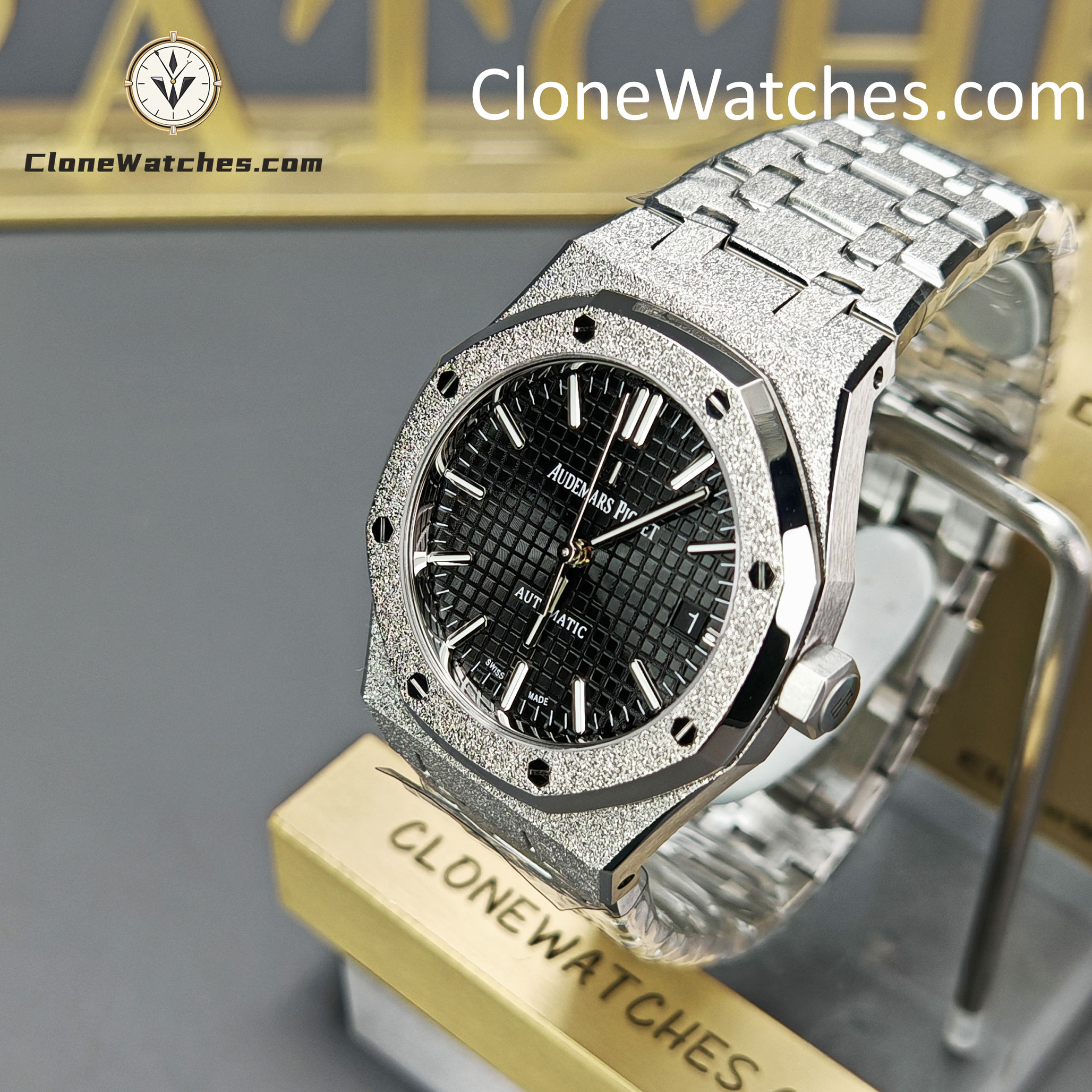 Audemars Piguet Super Clone Watches 1:1 Royal Oak Frost 15454BC Black Dial 37mm