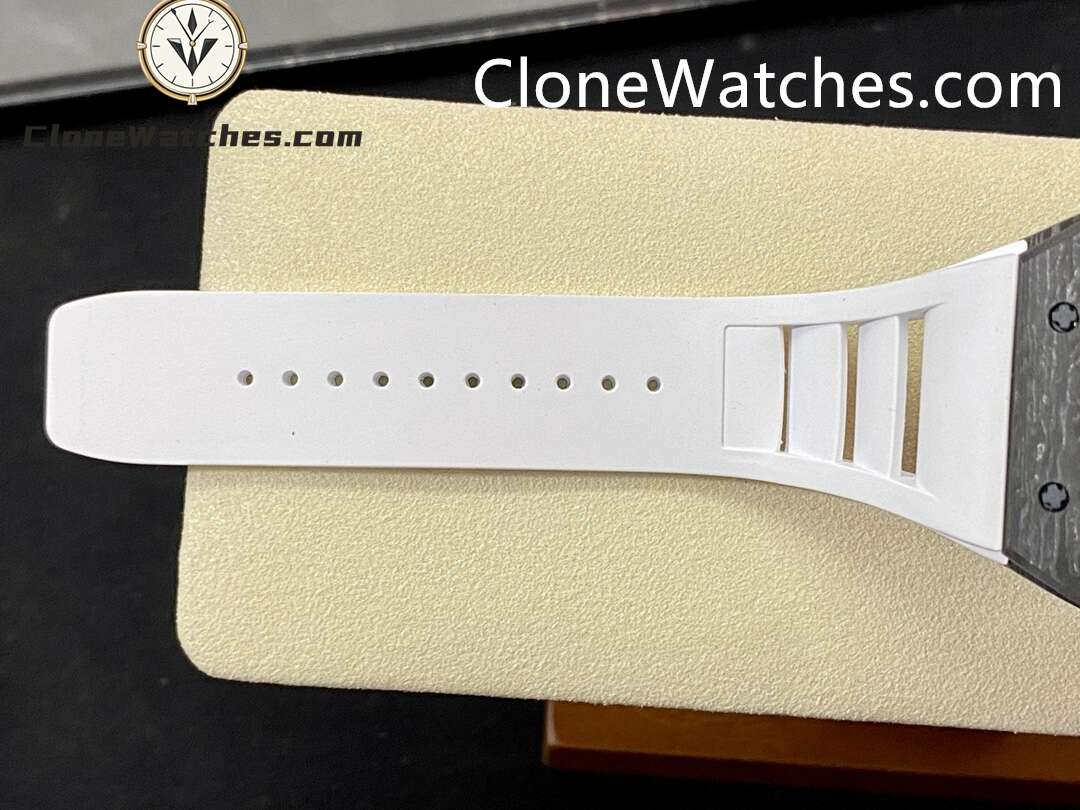 Richard Mille Super Clone Watches 1:1 RM 055 Carbon Tourbillon White Strap