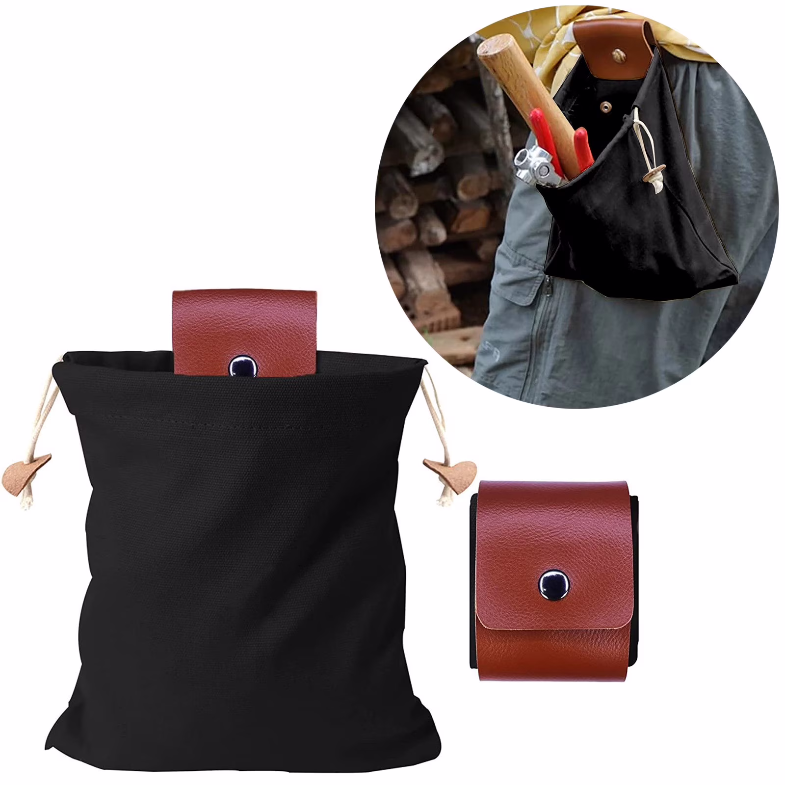 Giyblacko 2024 Foldable Canvas Belt Bag Foraging Bag Waxed Canvas Fruit Picking Foraging Bag Waxed Canvas Foraging Pouch Camping Outdoor Canvas Folding Storage Bag