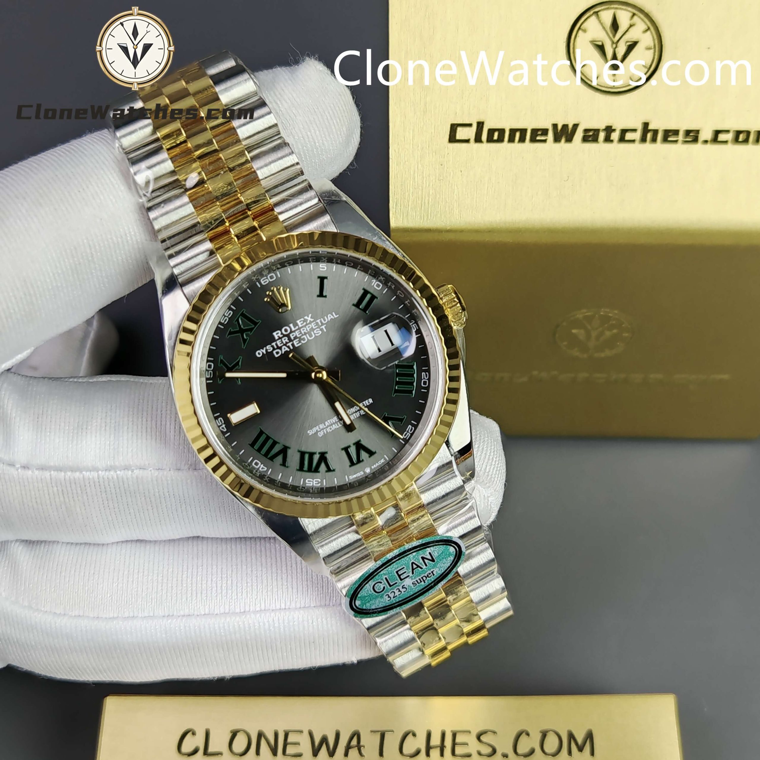 Rolex Super Clone Watches 1:1 DateJust Gray Roman Dial M126233 – 0035 Jubilee 36MM 3235 Movement