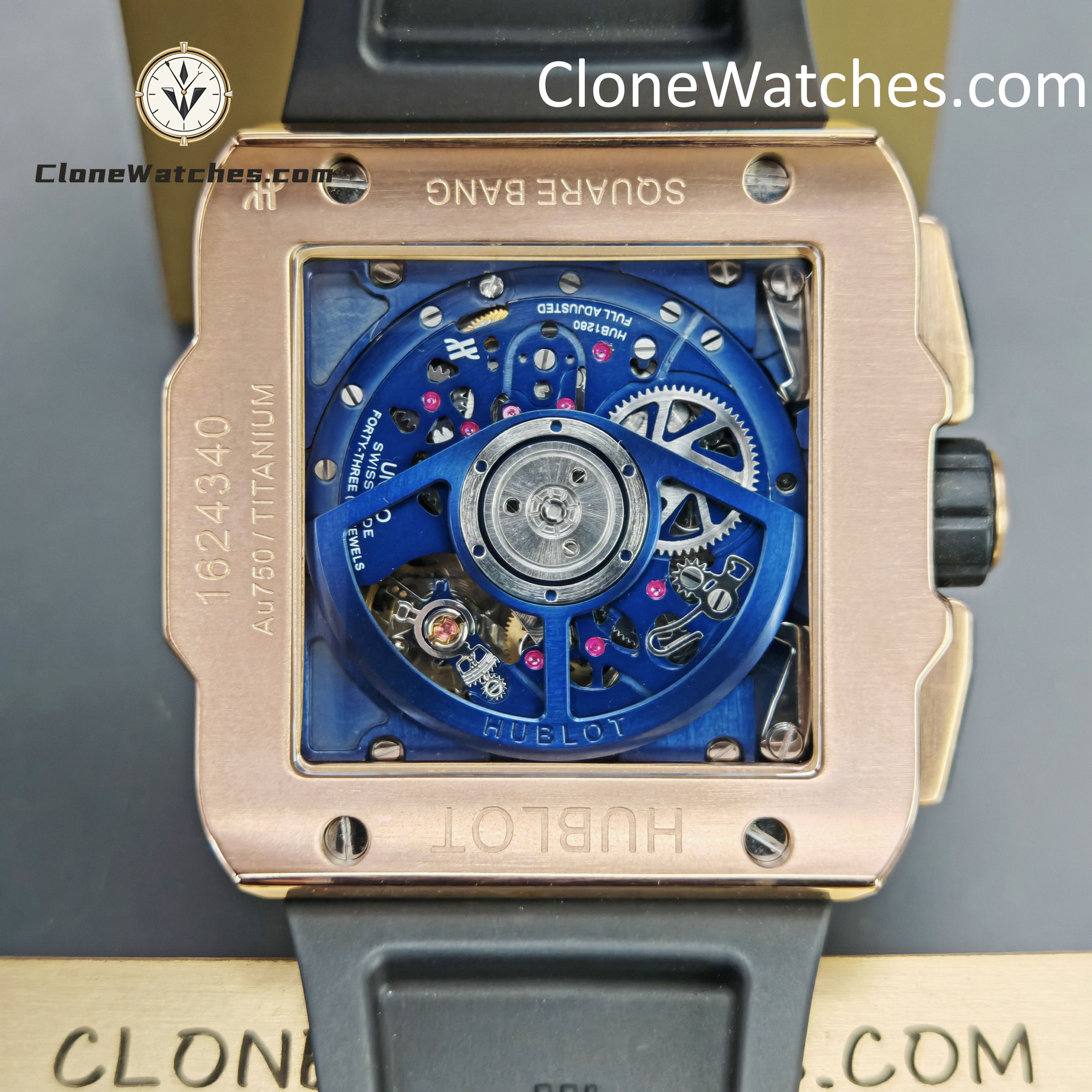 Hublot Super Clone Watches 1:1 Square Bang Unico King Gold Blue Ceramic 42MM 821.OL.5180.RX