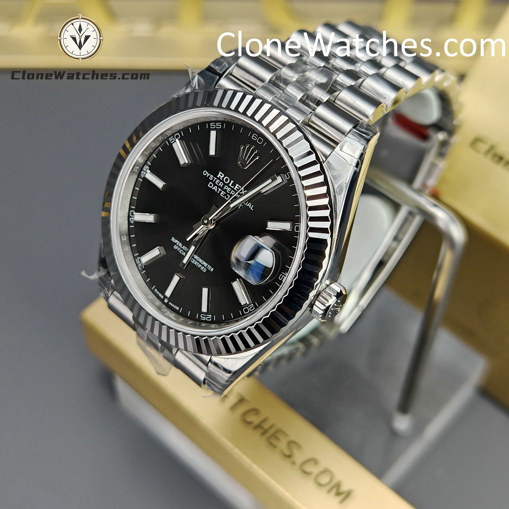 Rolex Super Clone Watches 1:1 DateJust Black Dial m126334-0018 Jubilee 41MM 3235 Movement