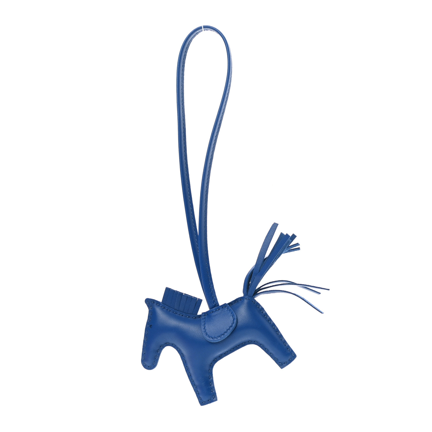 Hermes Milo Lambskin Grigri Rodeo Horse Bag Charm PM Bleu Zanzibar