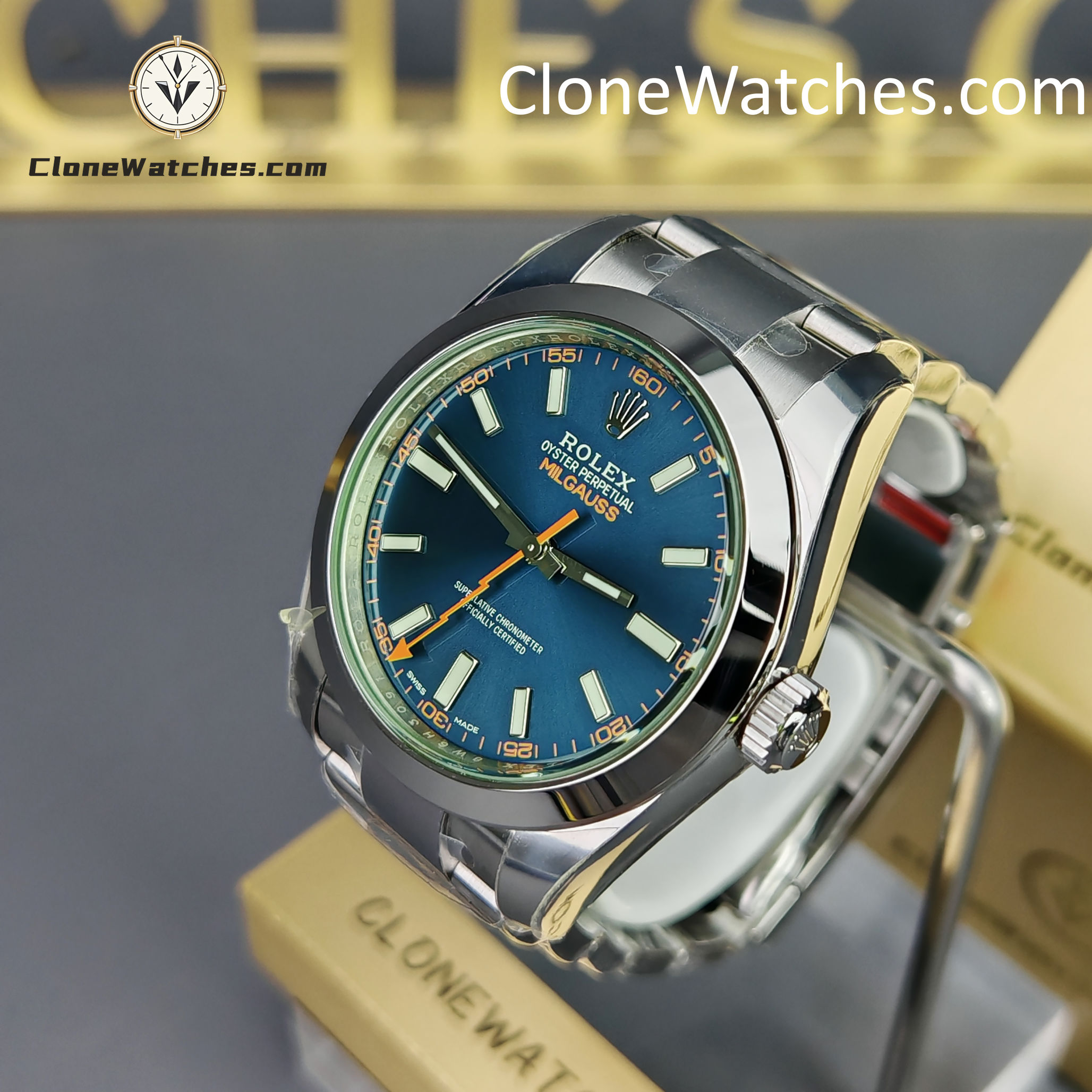 Rolex Super Clone Watches 1:1 Milgauss Blue Dial 3131 Movement