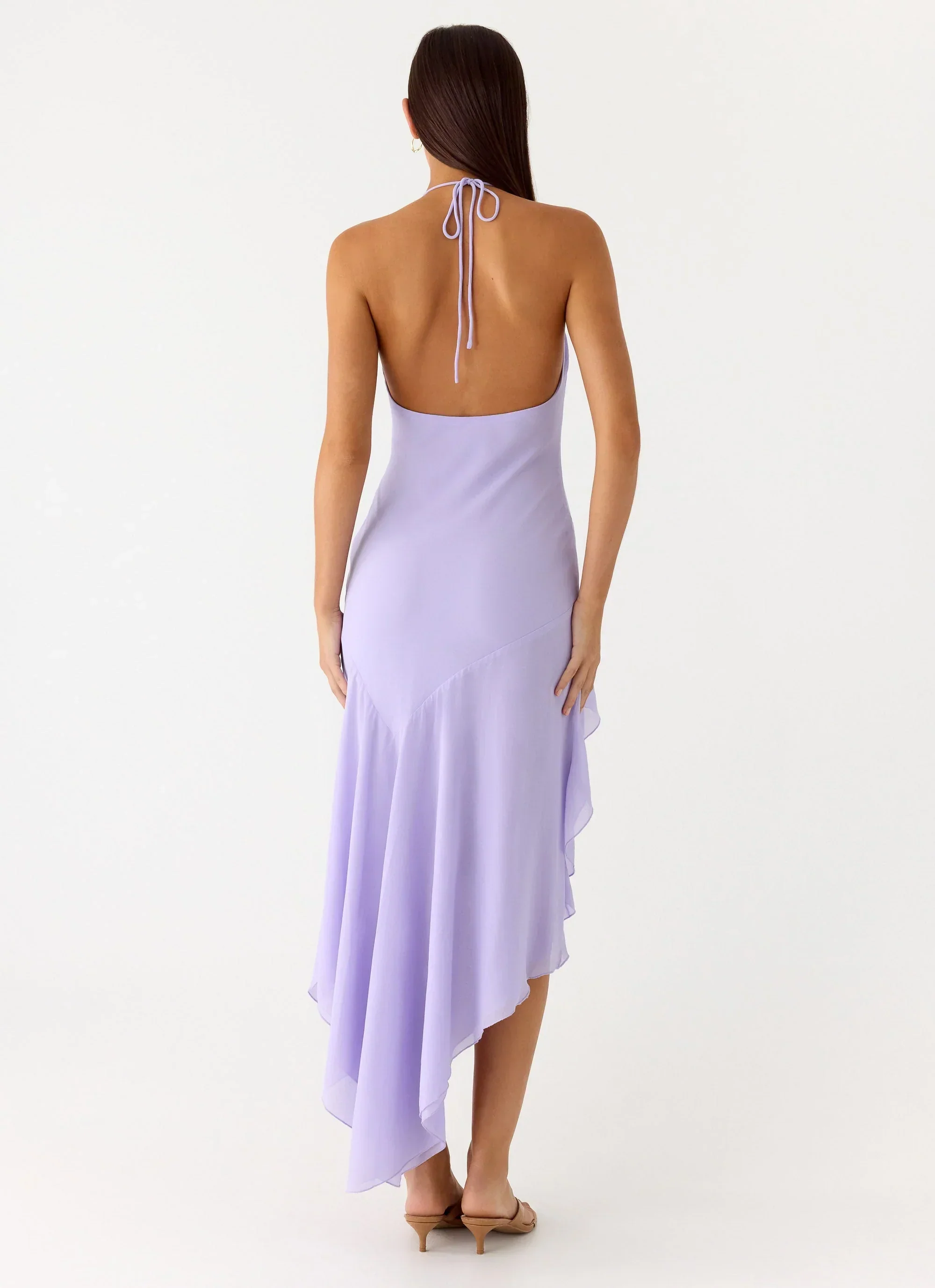Sunmi Asymmetric Cowl Midi Dress - Lavender