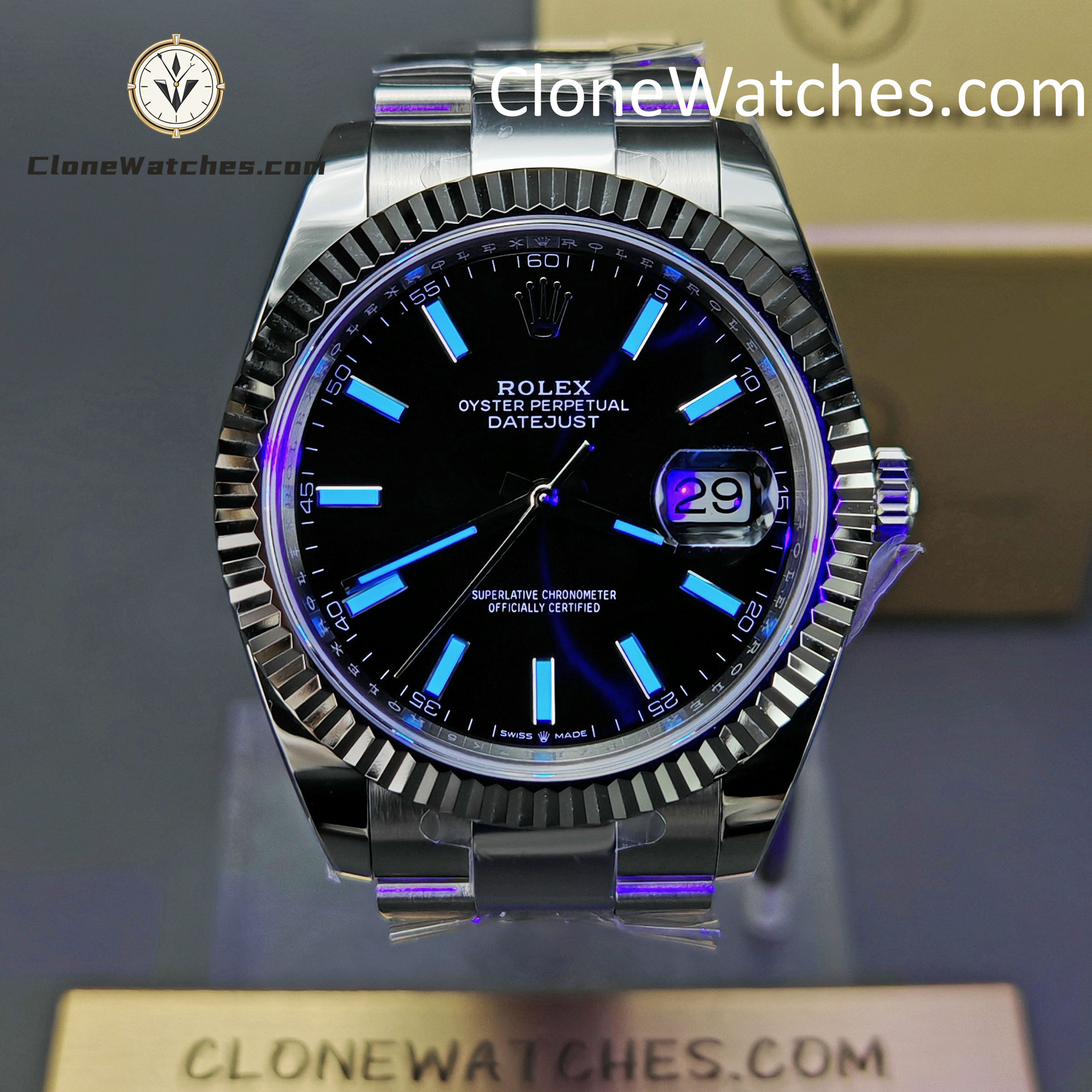 Rolex Super Clone Watches 1:1 DateJust Black Dial m126334-0017 Oyster 41MM 3235 Movement