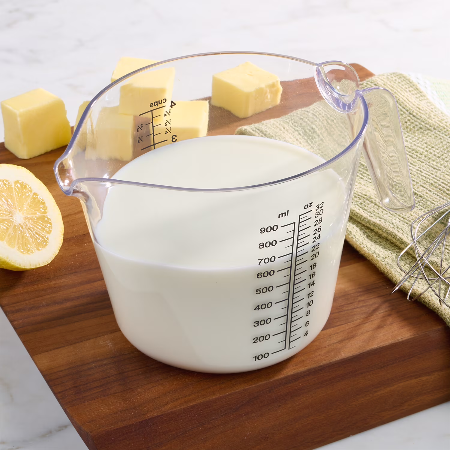 Mainstays 4-Cup Large Spout Plastic Measuring Cup, 32 oz, Clear
