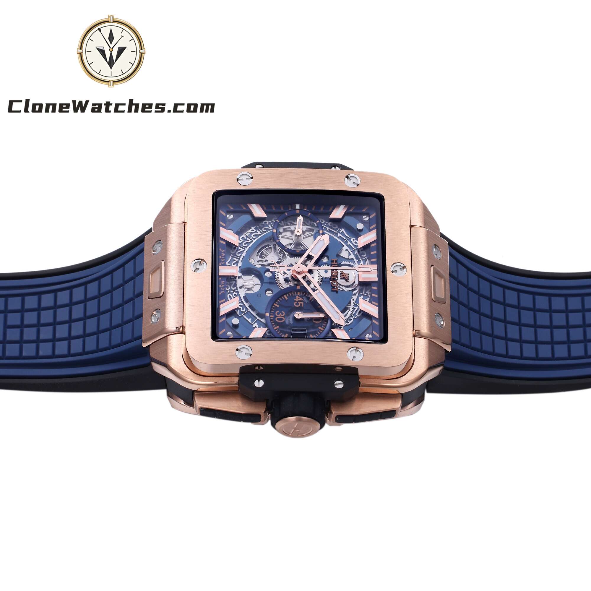 Hublot Super Clone Watches 1:1 Square Bang Unico King Gold Blue 42MM 821.OX.5180.RX