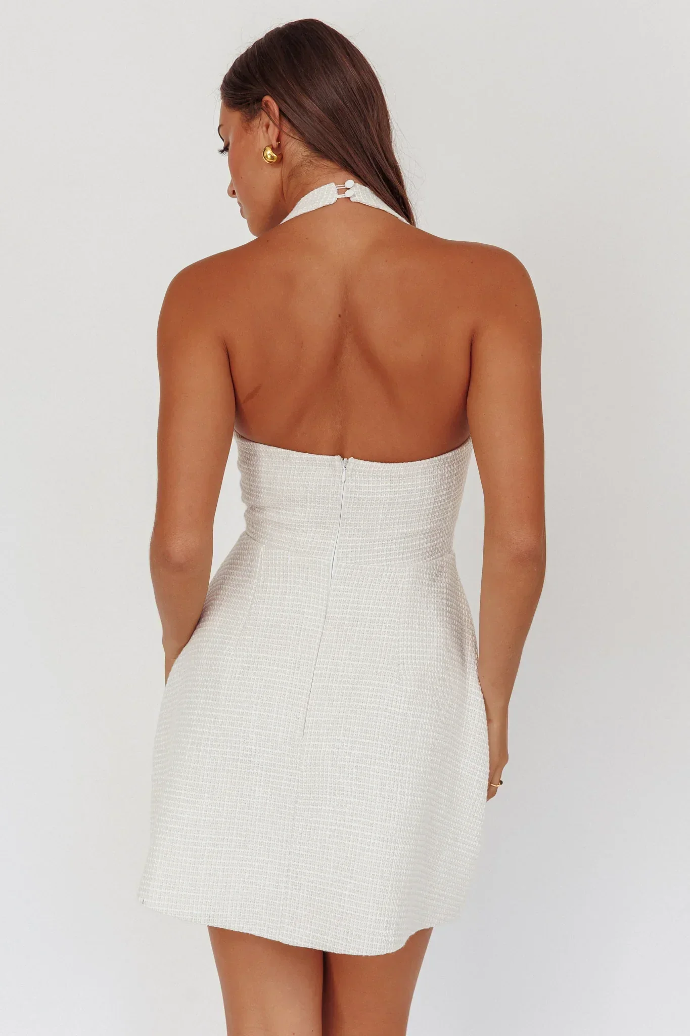 Hendrix Halterneck A-Line Mini Dress Cream