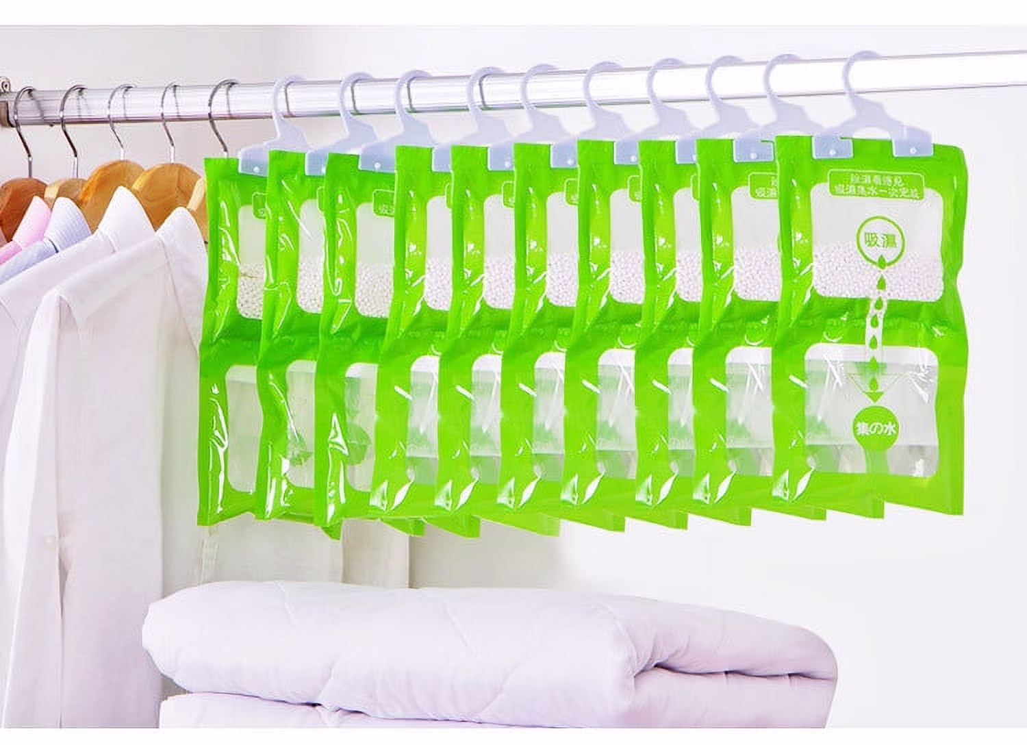 UNLLLL Hanging Closet Dehumidifier Bags, Closet Moisture Absorbers, Moisture Absorbing Hanger Bag Fragrance Free, for Home, Kitchen, Bedroom, Bathroom, Closet, Cars