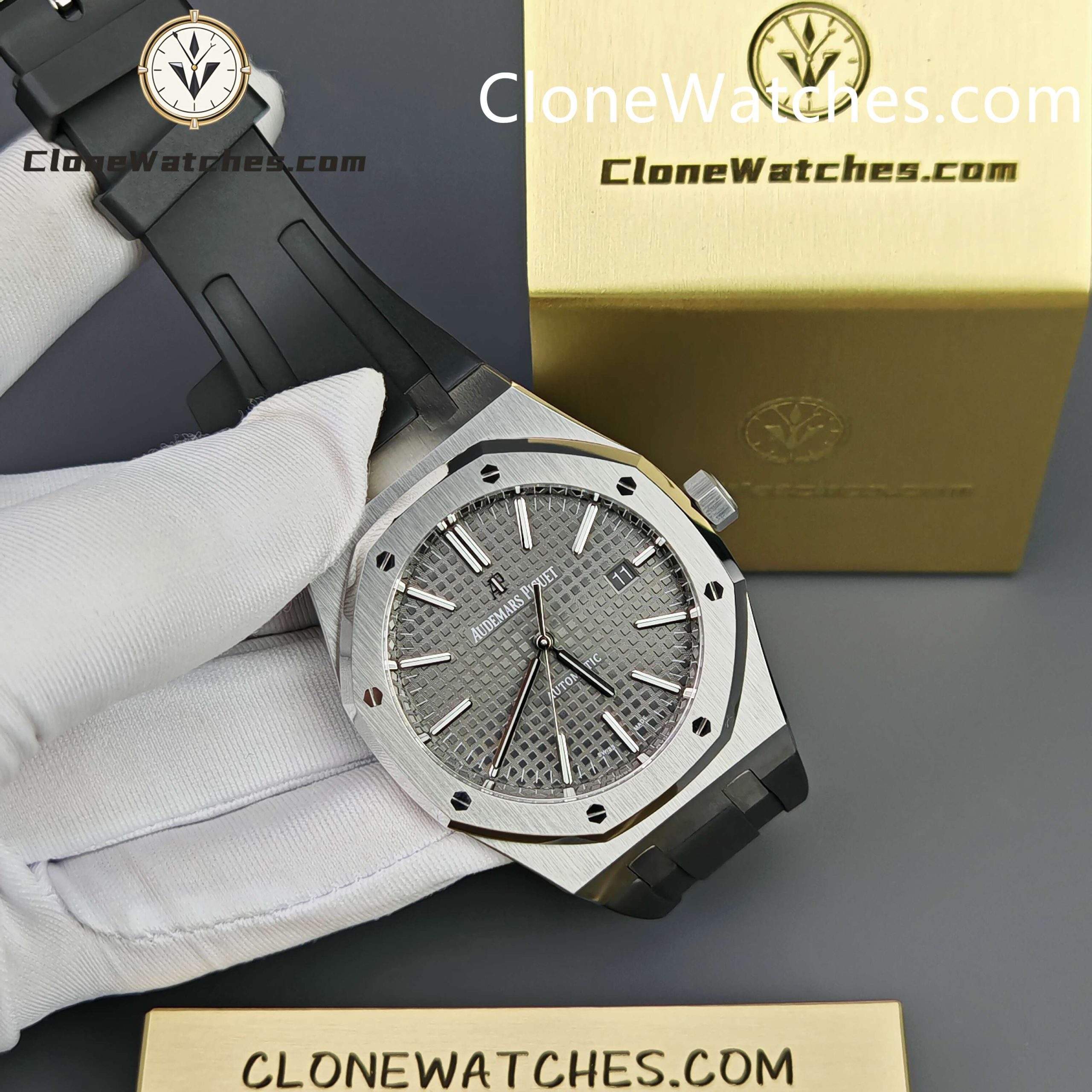 Audemars Piguet Super Clone Watches 1:1 Royal Oak 15400 Grey Dial Rubber Strap