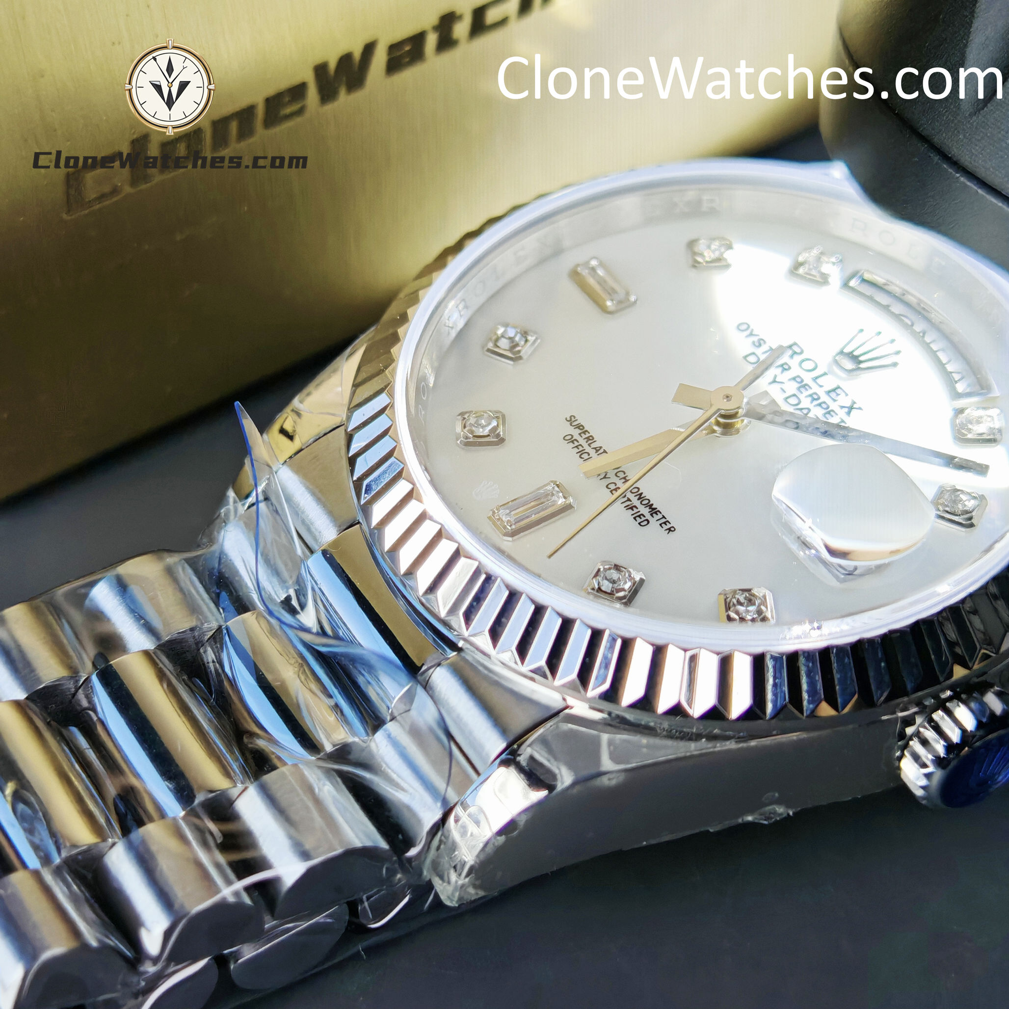Rolex Super Clone Watches 1:1 Day Date Mother of Pearl Diamond Dial 36 mm m128239 – 0007 3255 Movement