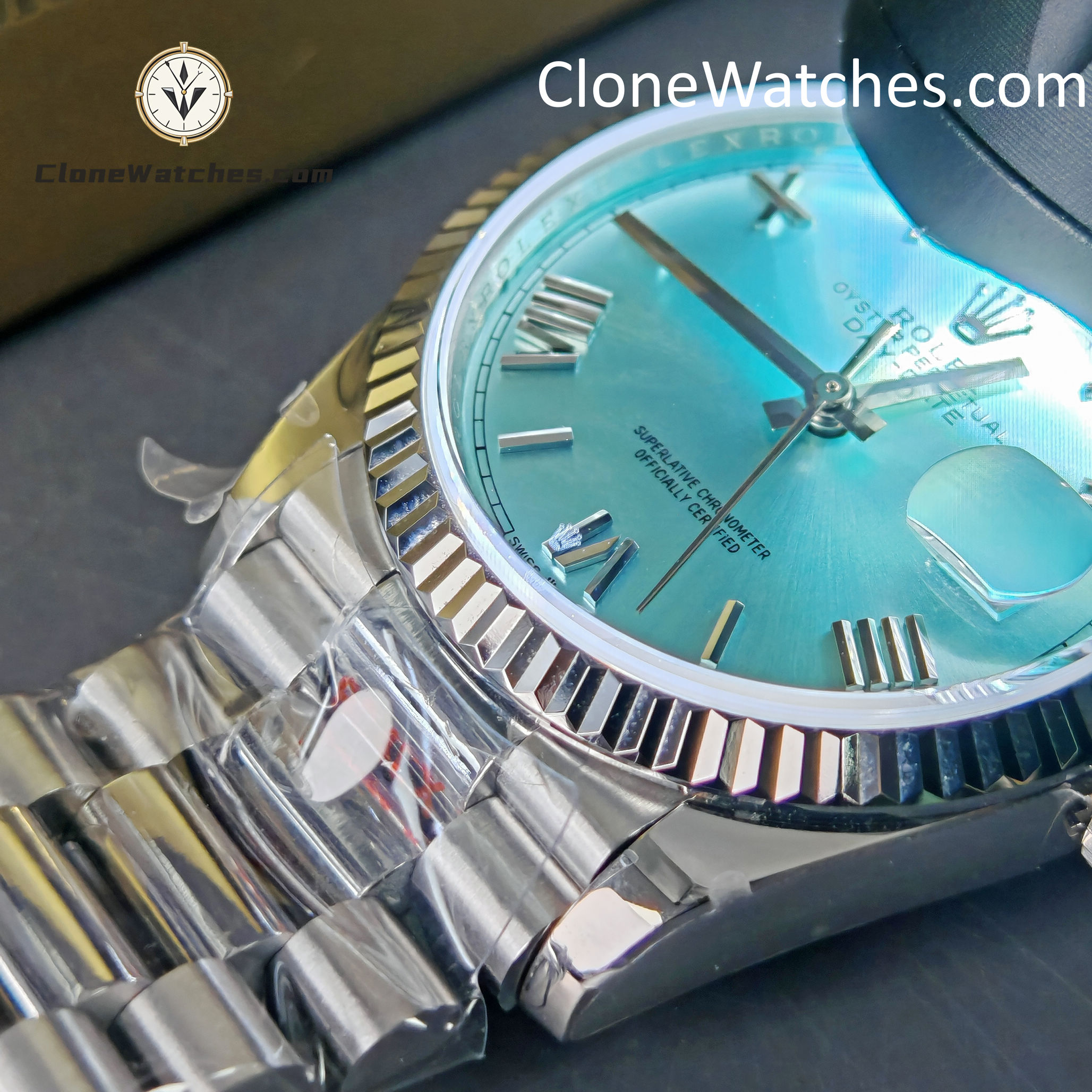 Rolex Super Clone Watches 1:1 Day Date Ice Blue Dial 36mm m128236-0018 3255 Movement