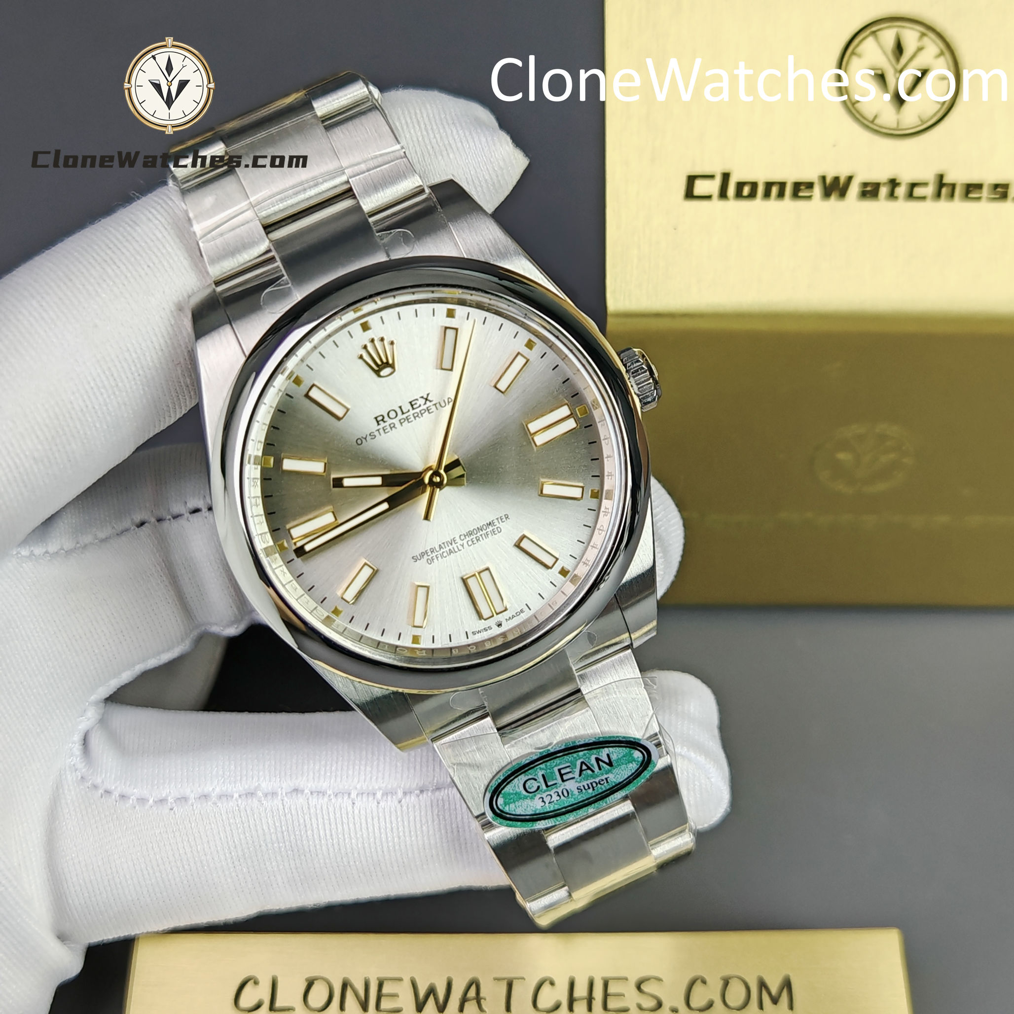 Rolex Super Clone Watches 1:1 Oyster Perpetual Silver Dial 41mm m124300-0001 3230 Movement