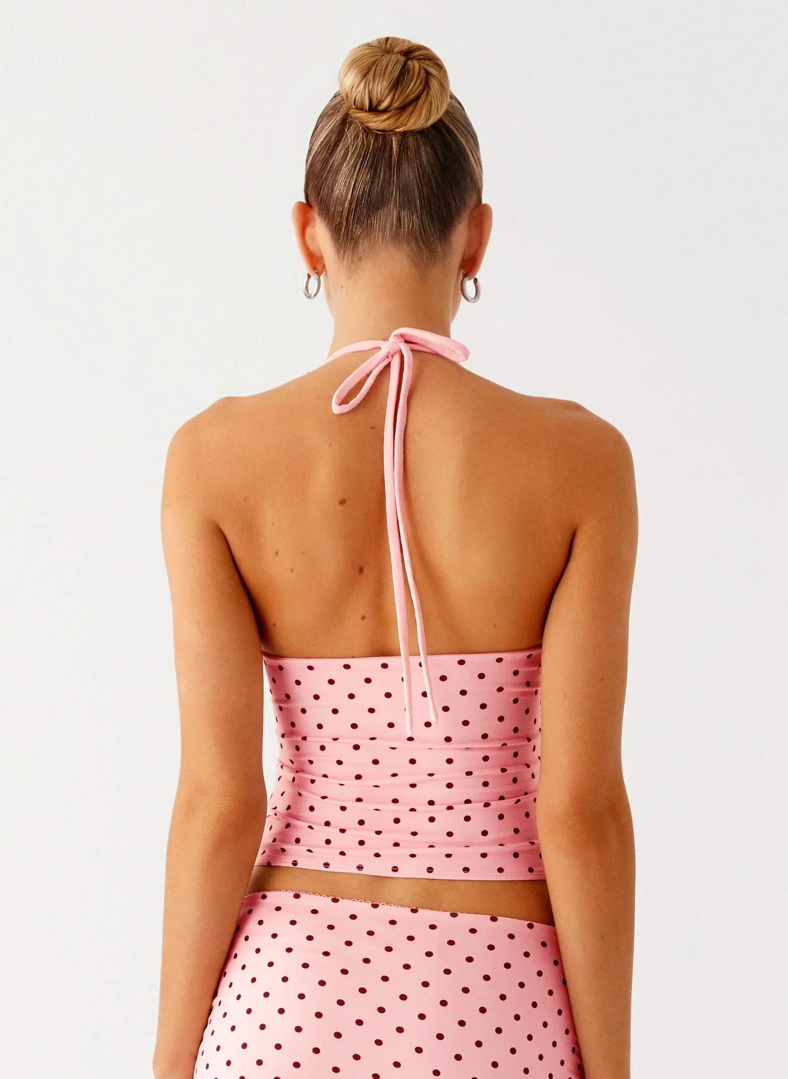 Bahama Eyelet Lace Up Top - Strawberry Dot