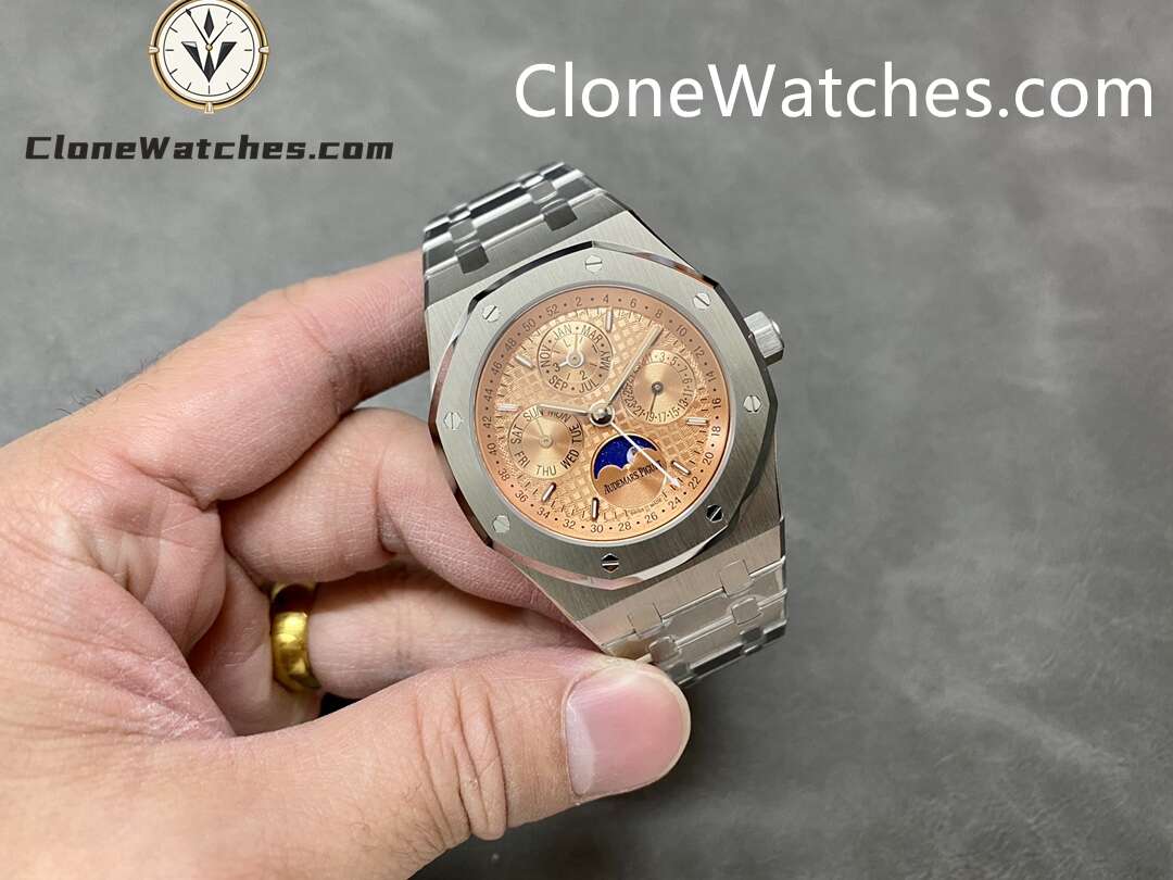 Audemars Piguet Super Clone Watches 1:1 Royal Oak Perpetual Calendar Salmon Dial 26615TI 41MM