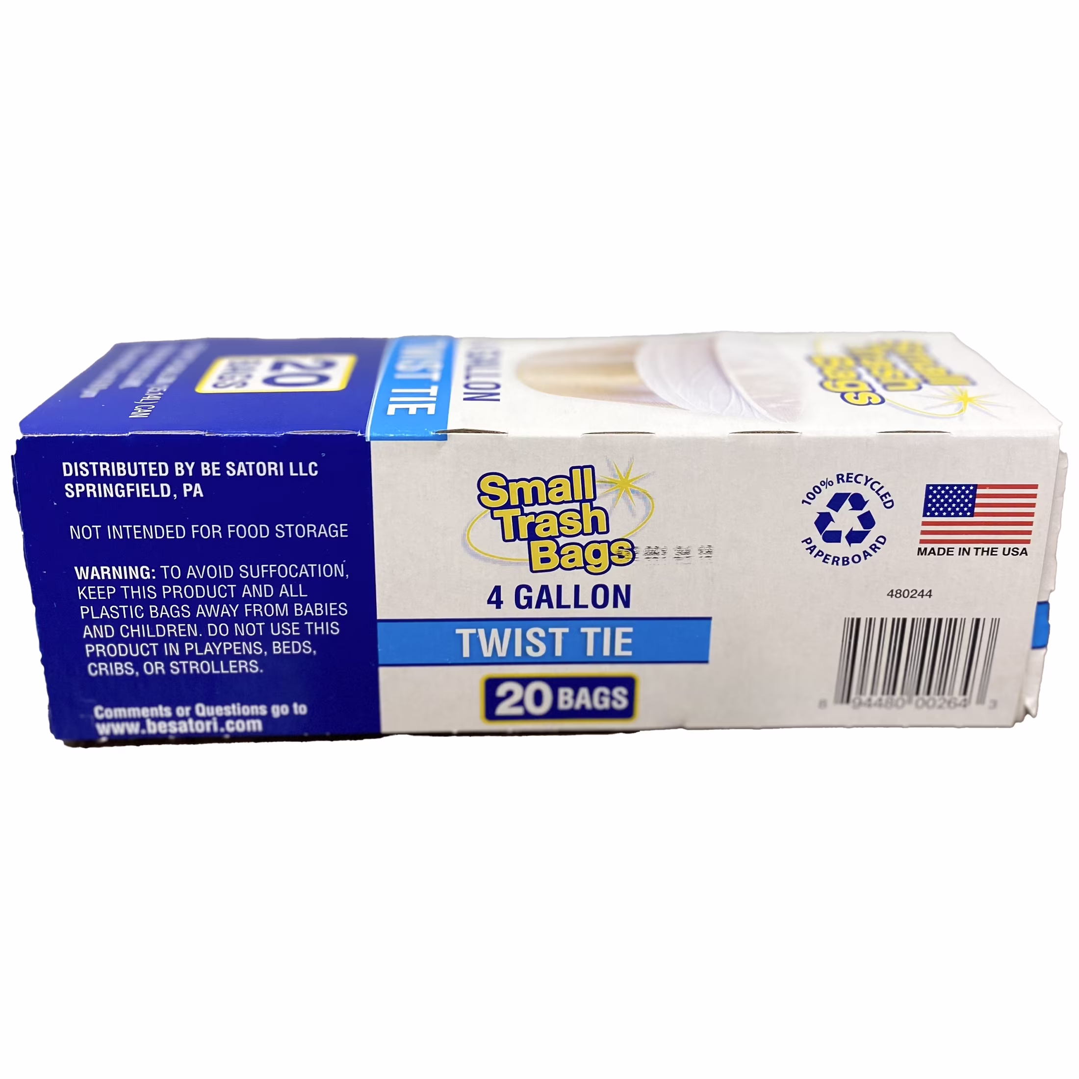 Basic 4 Gallon Twist Tie Bathroom Bags, 20 Bags