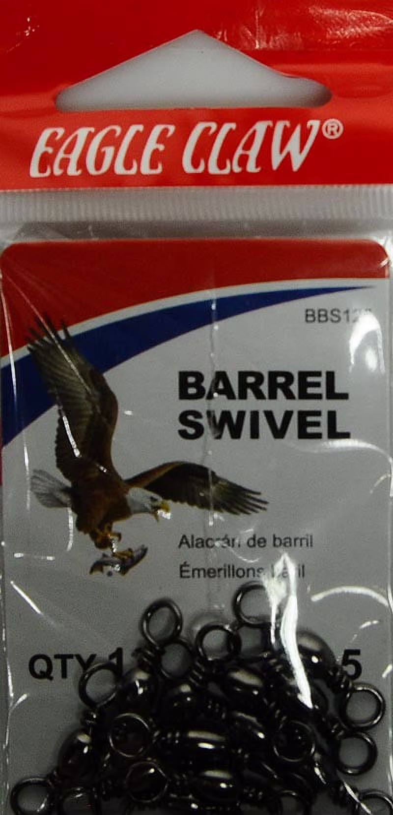 Eagle Claw Barrel Swivel, Black, Size 5, 12 Pack