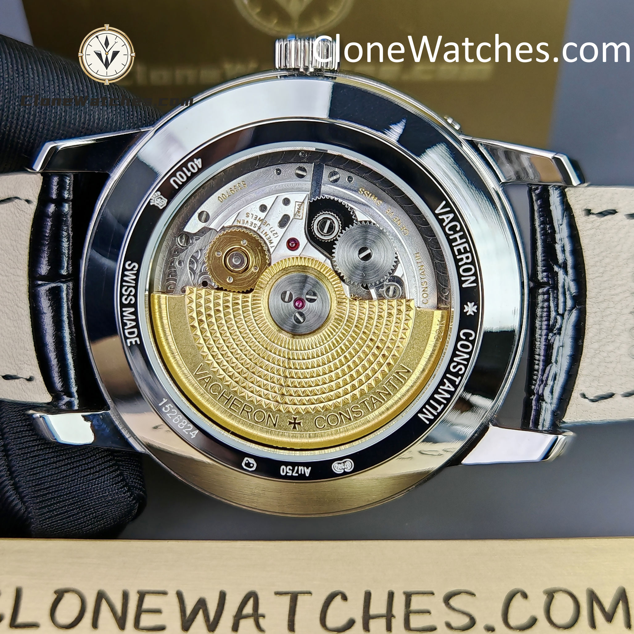Vacheron Constantin Super Clone Watches 1:1 Patrimony Moon Phase Retrograde Date 4010U/000G-B330 White Dial