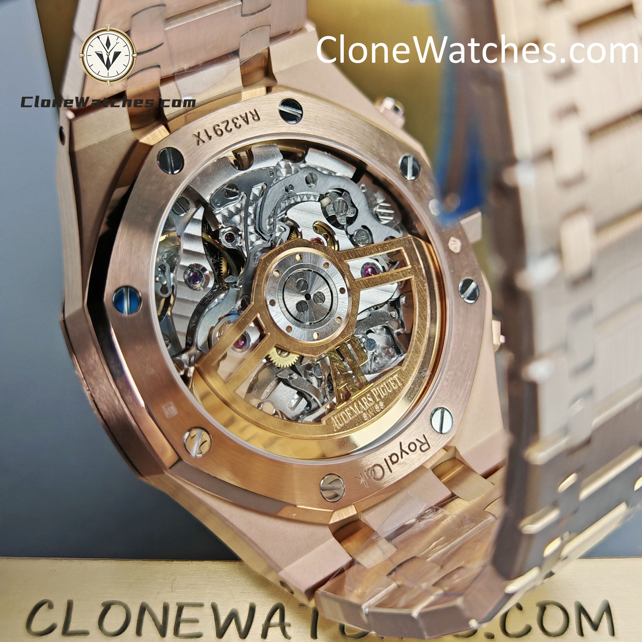 Audemars Piguet Super Clone Watches 1:1 Rose Gold Blue Dial 26240
