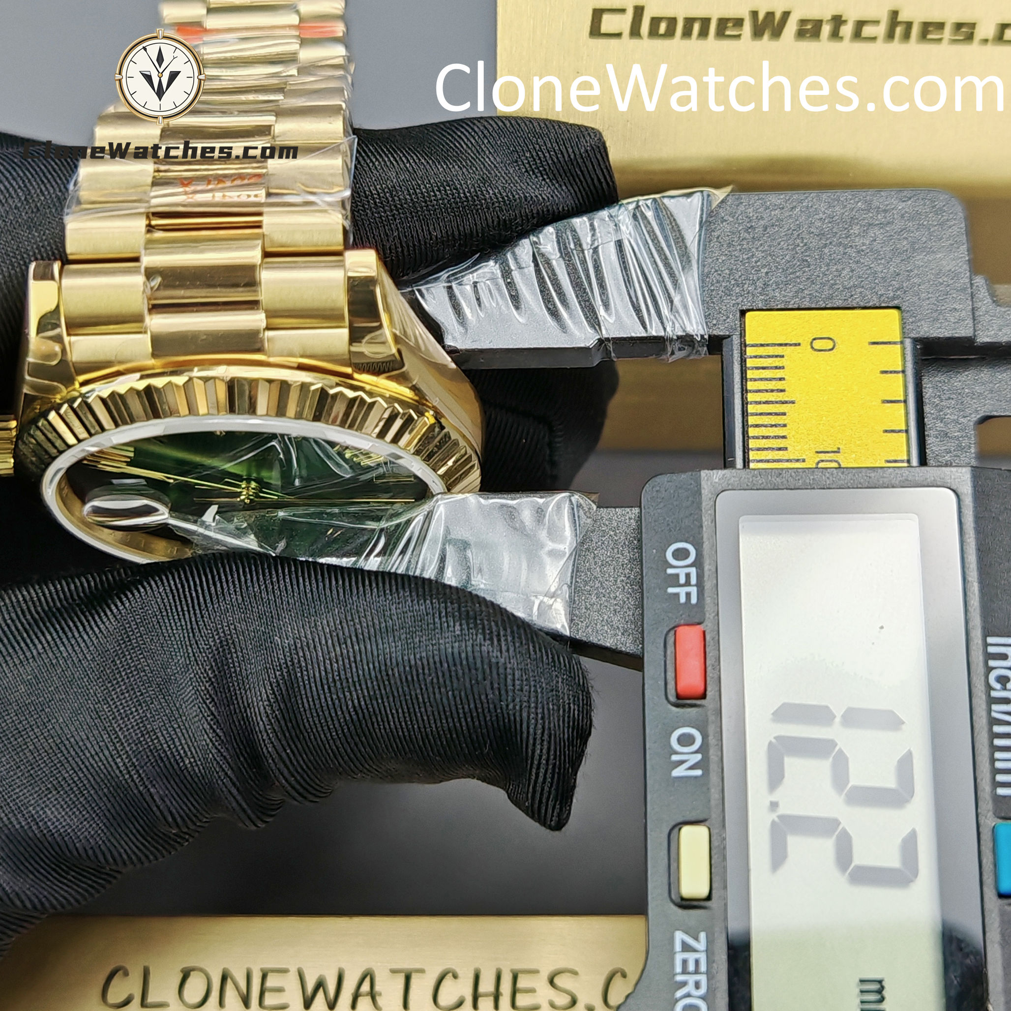 Rolex Super Clone Watches 1:1 Day Date 18K Gold Gradient Green Roman Dial 36mm m128238-0118 3255 Movement