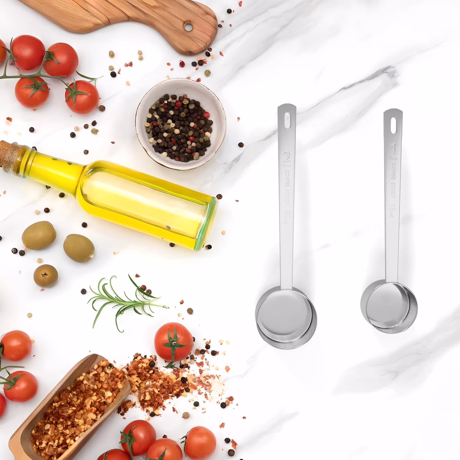Luluganb 1Pcs 2 Tablespoon Coffee Scoop, Long Handle Measuring Spoon, Two Tbsp (30Ml, 1/8Cup) Stainless Steel Scooper Silver