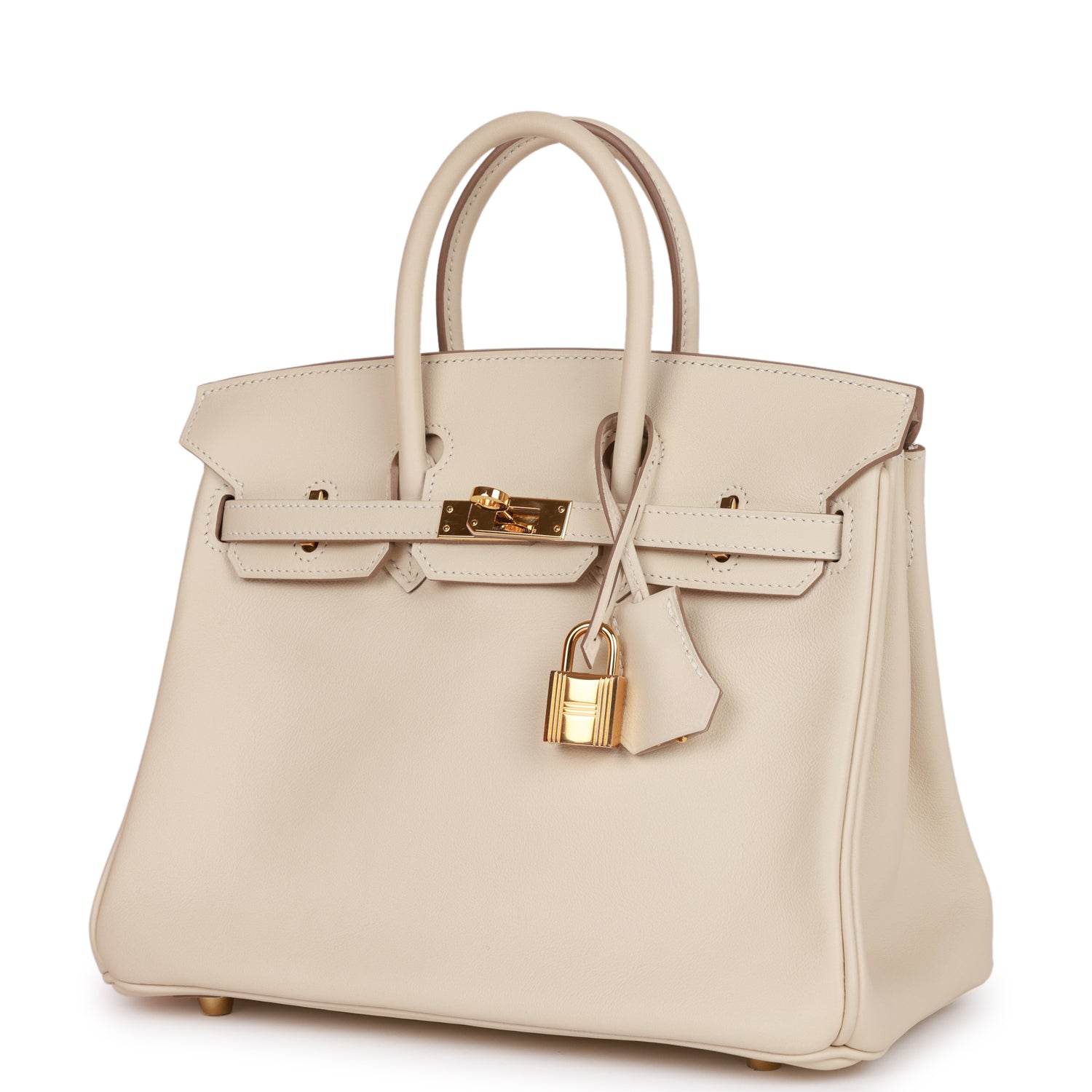 Pre-owned Hermes Birkin 25 Craie Swift Gold Hardware