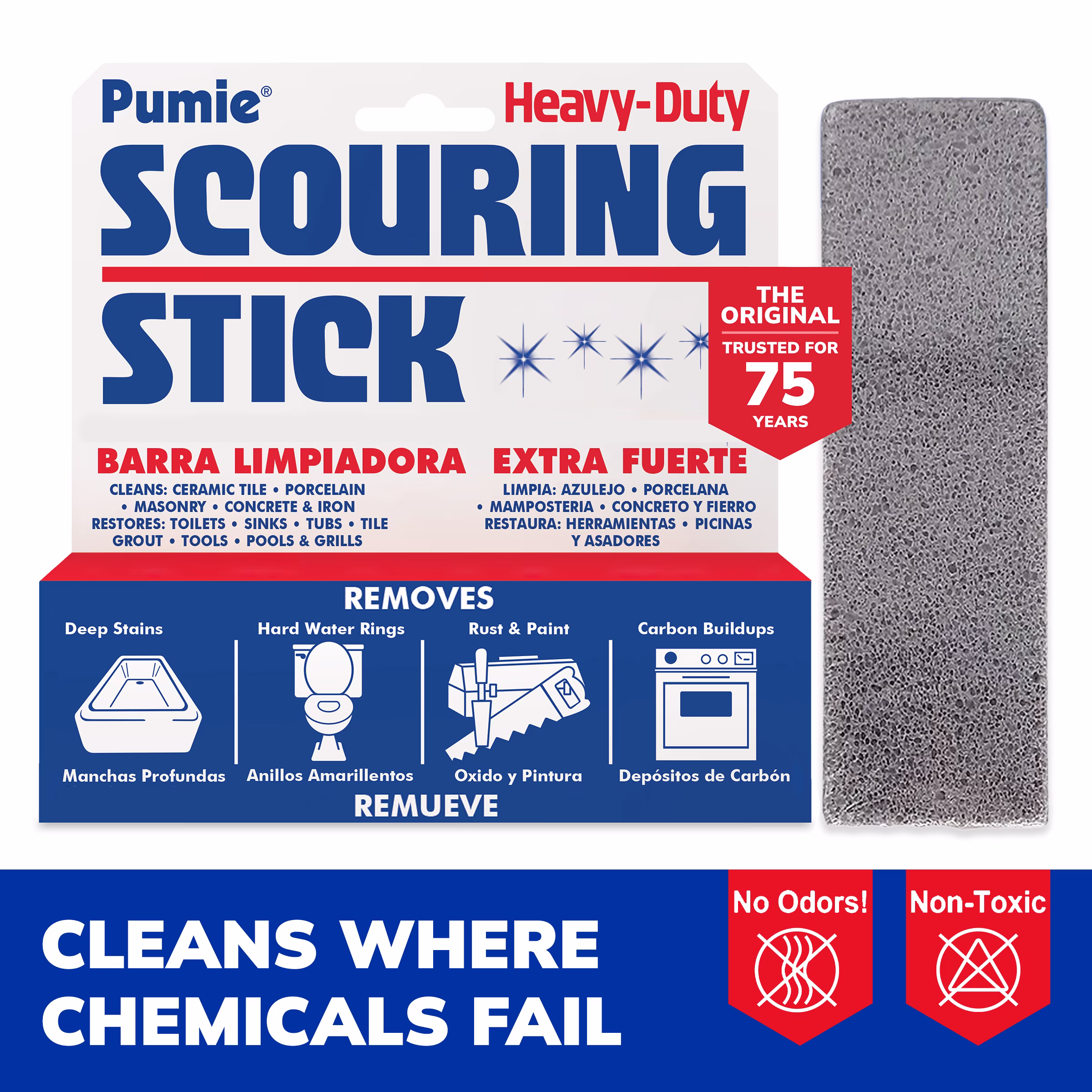Pumie Scouring Stick Indoor and Outdoor Cleaner, 1 Count