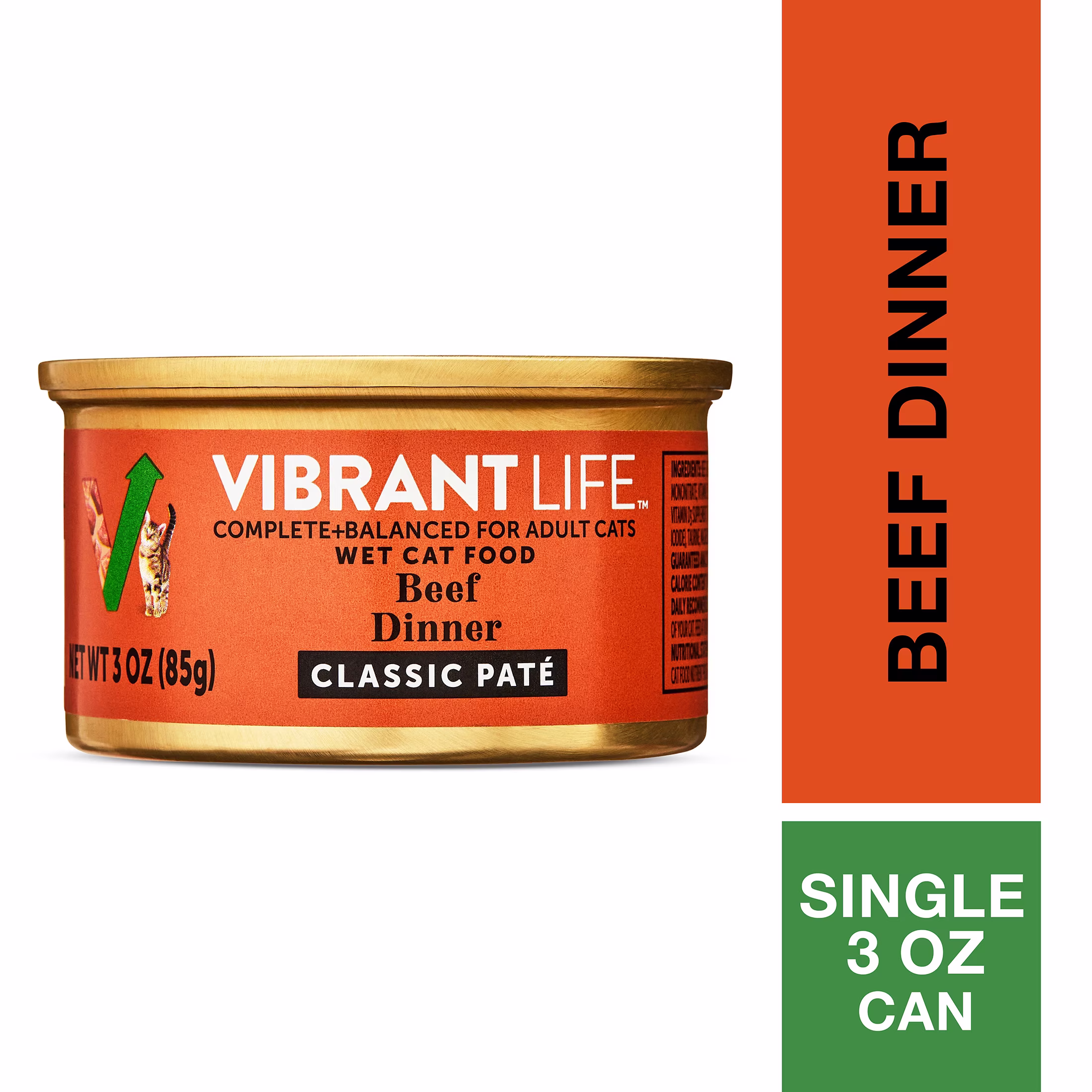 Vibrant Life Beef Dinner Classic Pate Wet Cat Food, Grain-Free, 3 oz Can