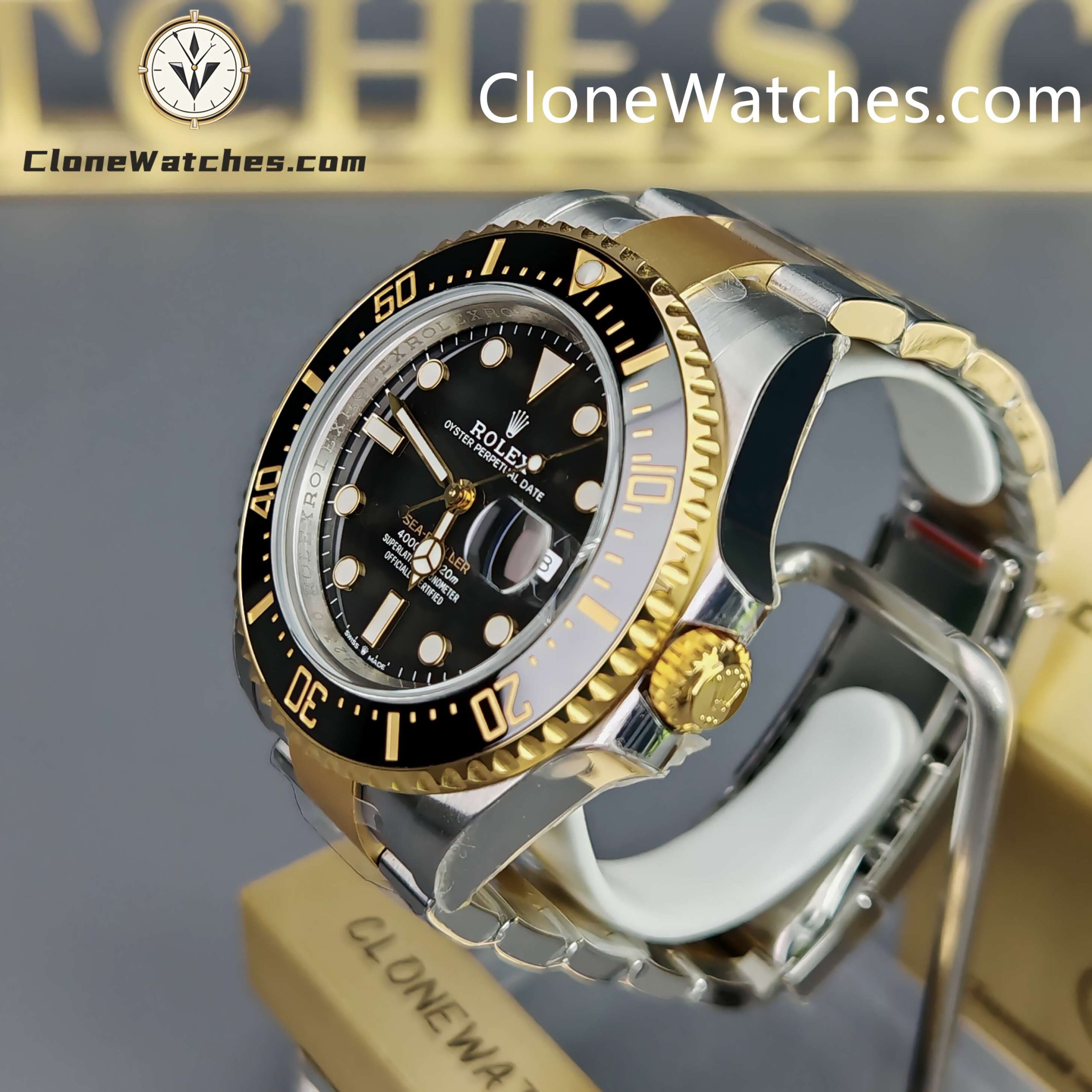 Rolex Super Clone Watches 1:1 Sea Dweller Yellow Gold Black Dial 126603 3235 Movement