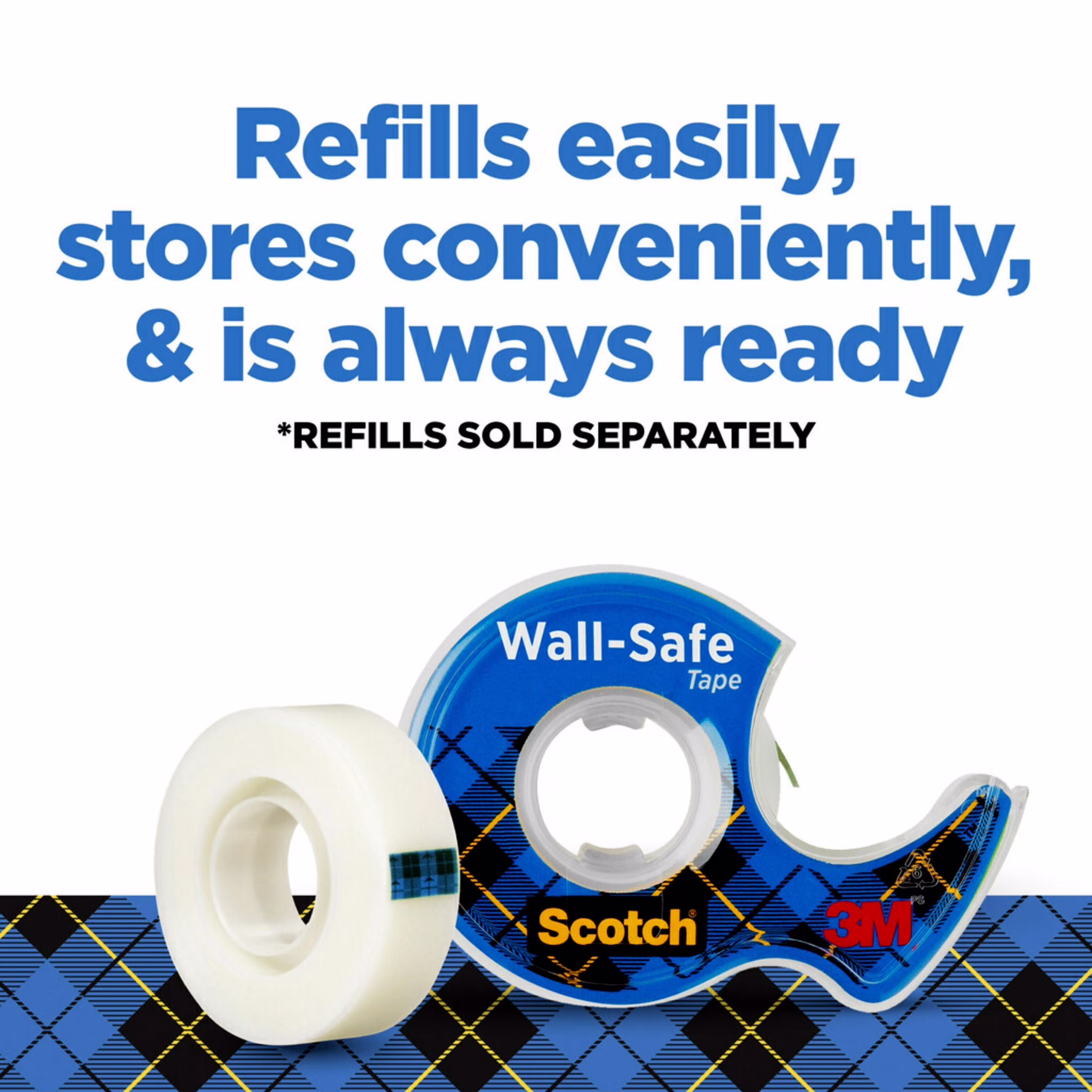 Scotch Wall-Safe Removable Tape, Clear with Matte Finish, 3/4 in x 500 in, 1 Dispenser