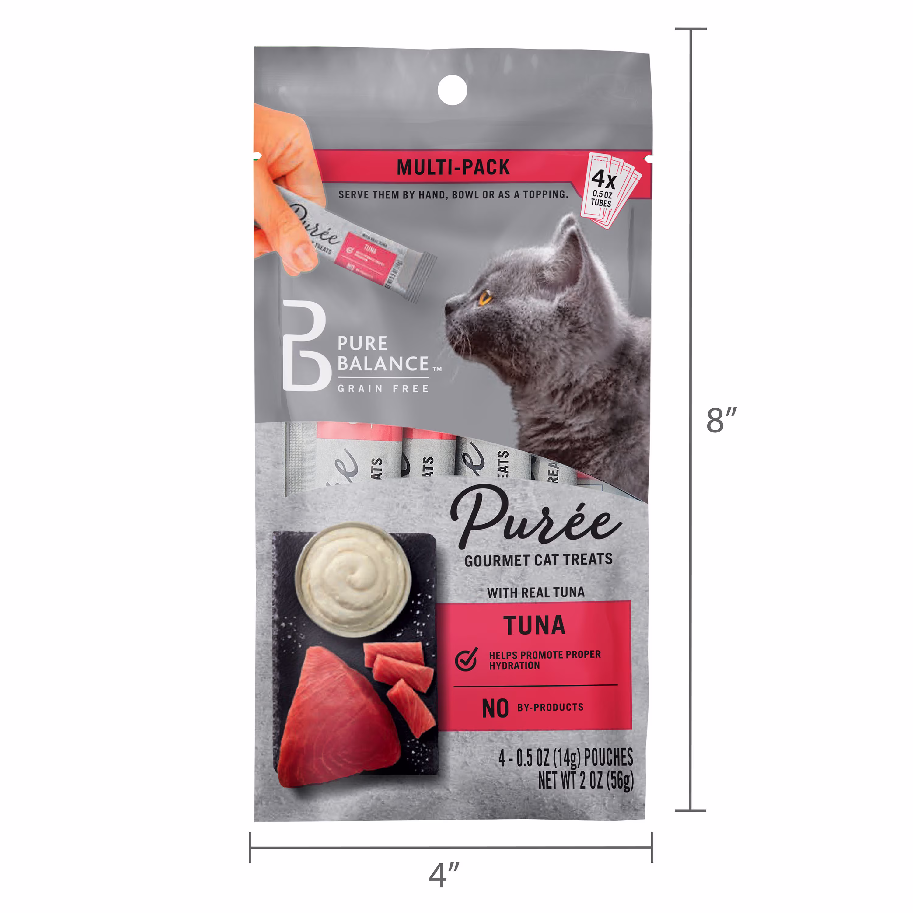 Pure Balance Grain Free Gourmet Wet Cat Treats, Tuna, 0.5 oz Pouches, 4 Count