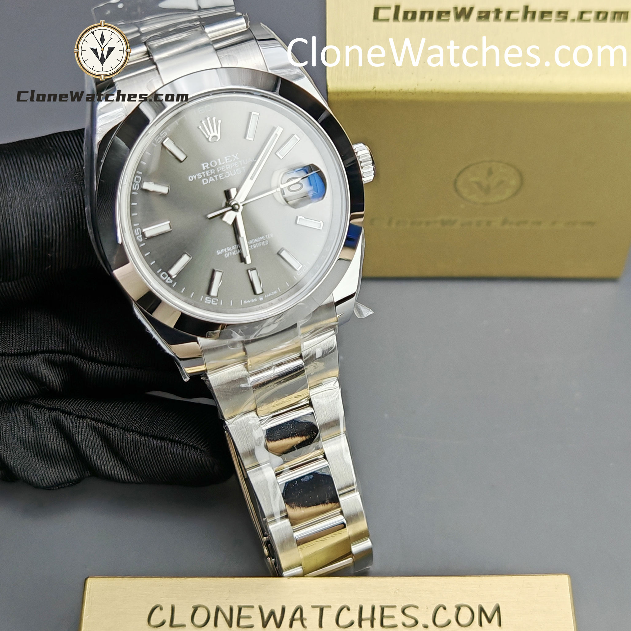 Rolex Super Clone Watches 1:1 DateJust Gray Dial M126300 – 0007 Oyster 41MM 3235 Movement