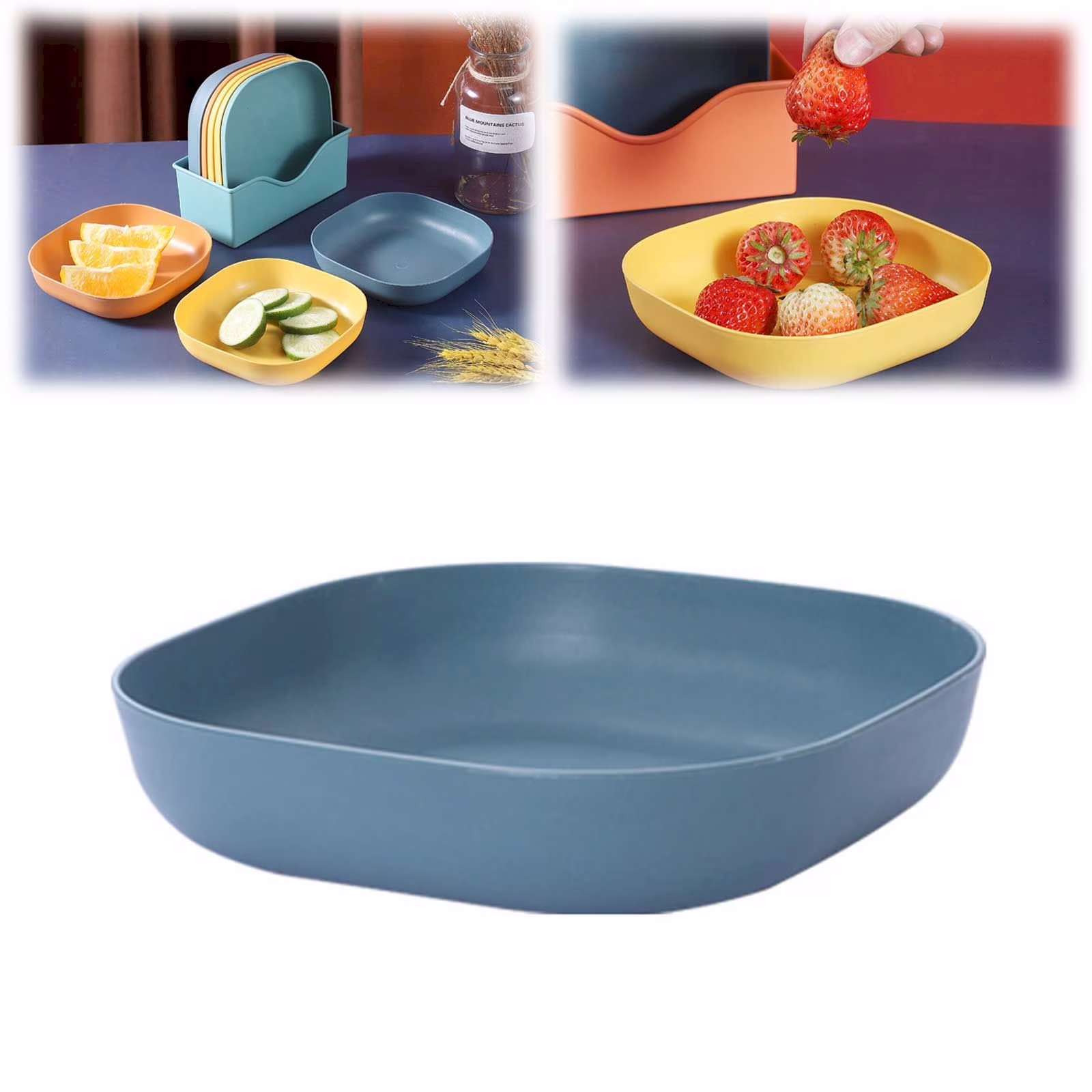 TXYRDXK 1Pc Square Cereal Bowls, Plastic Small Bowls for Kitchen, 6 Inch Shallow Serving Bowls for Soup Salad Oatmeal Snack Dessert Ice Cream