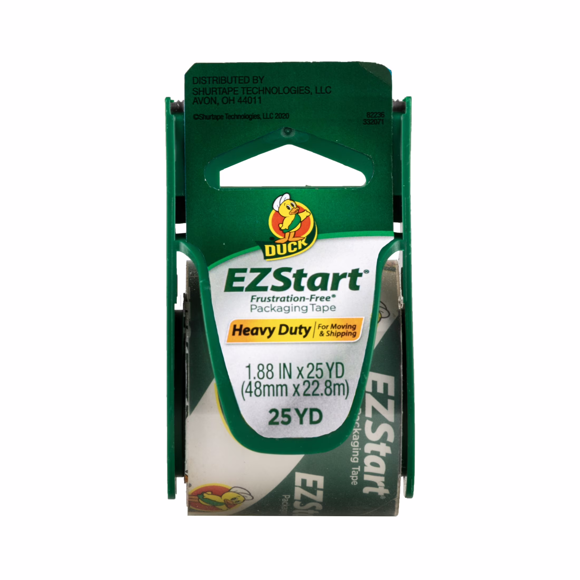 Duck Brand EZ Start Packing Tape with Dispenser, 1.88 in x 25 yd, Clear, 1 Roll