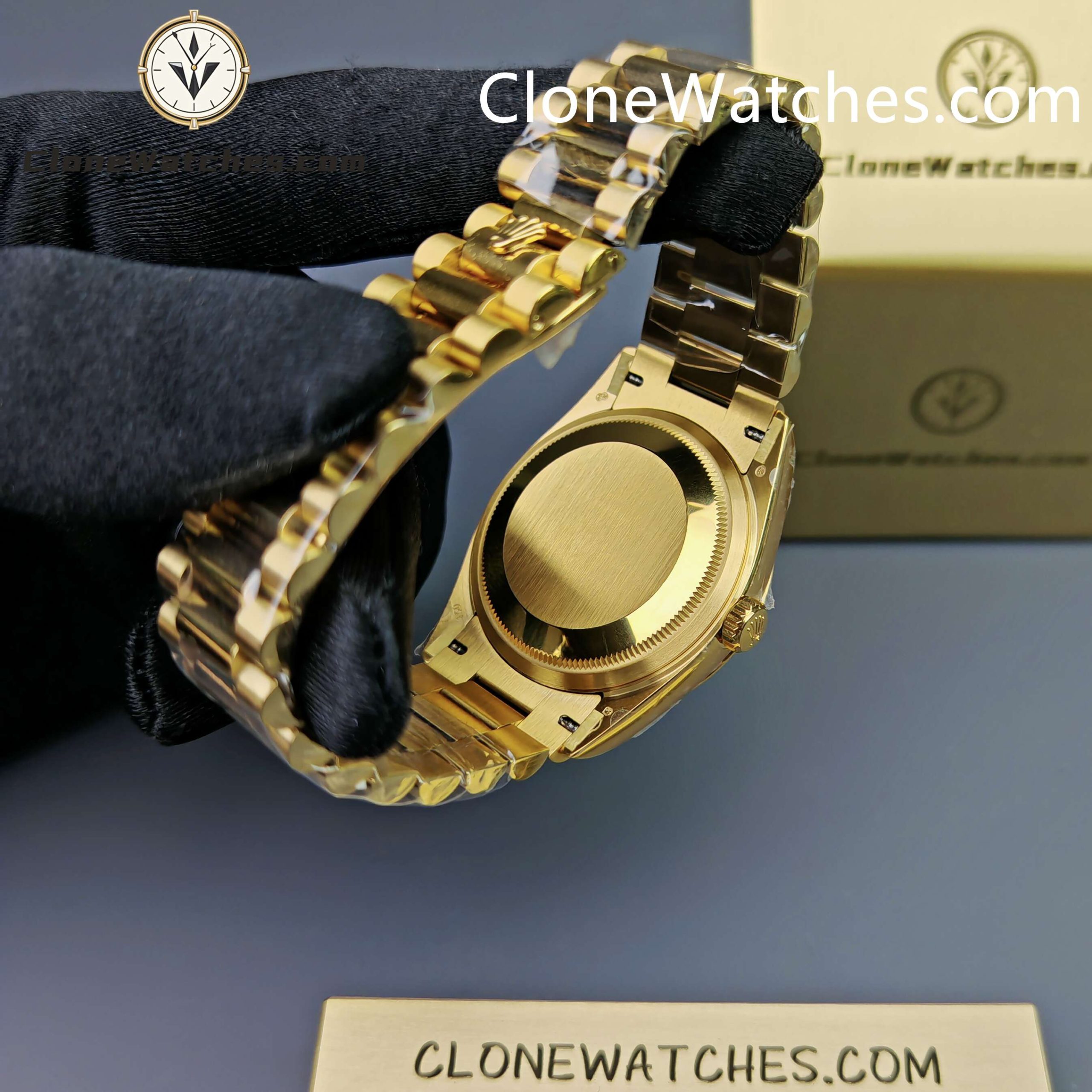 Rolex Super Clone Watches 1:1 Day Date Gold Malachite Dial 36mm 128238