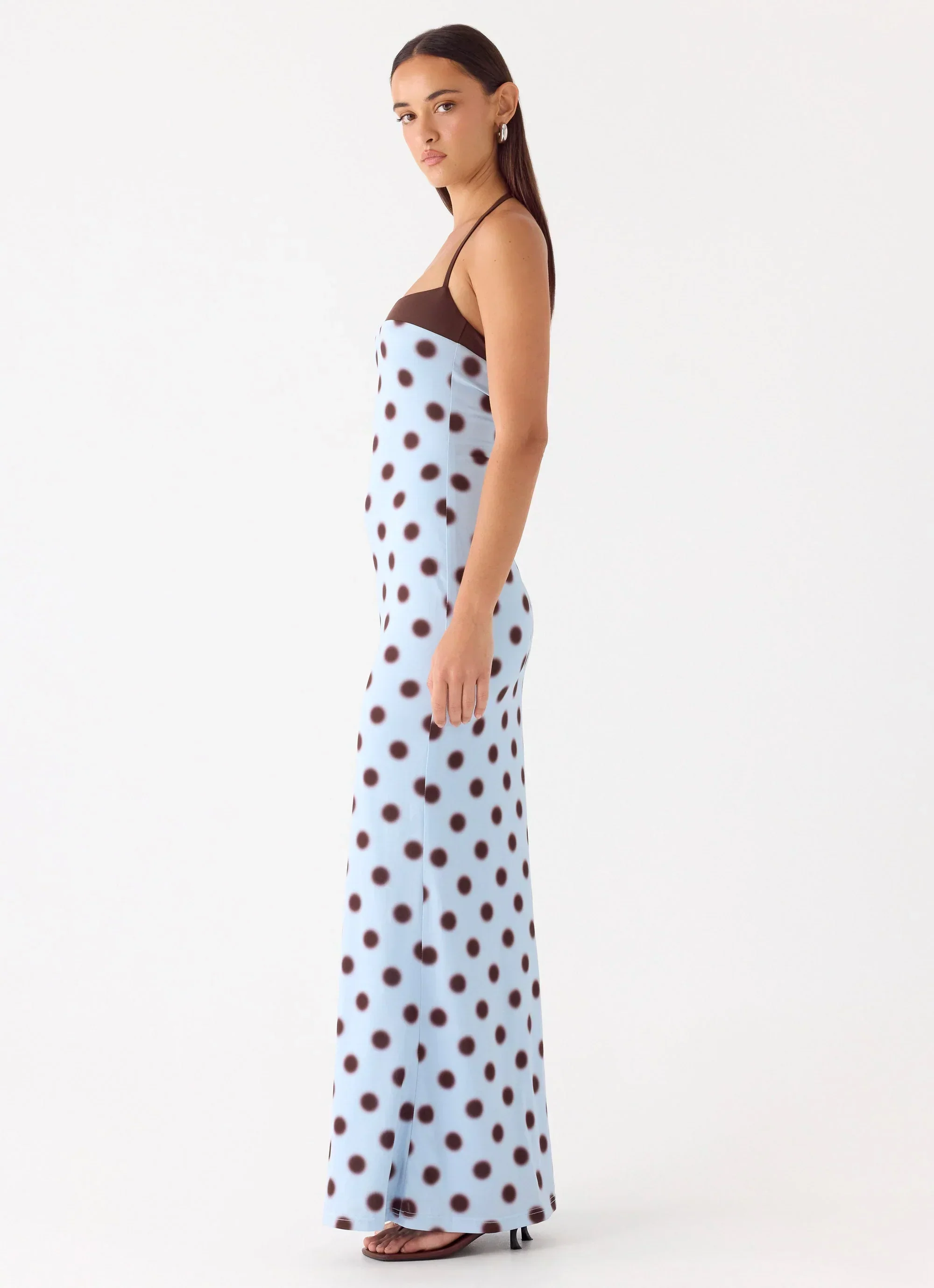 Alessandro Halter Maxi Dress - Blue Mocha Dot